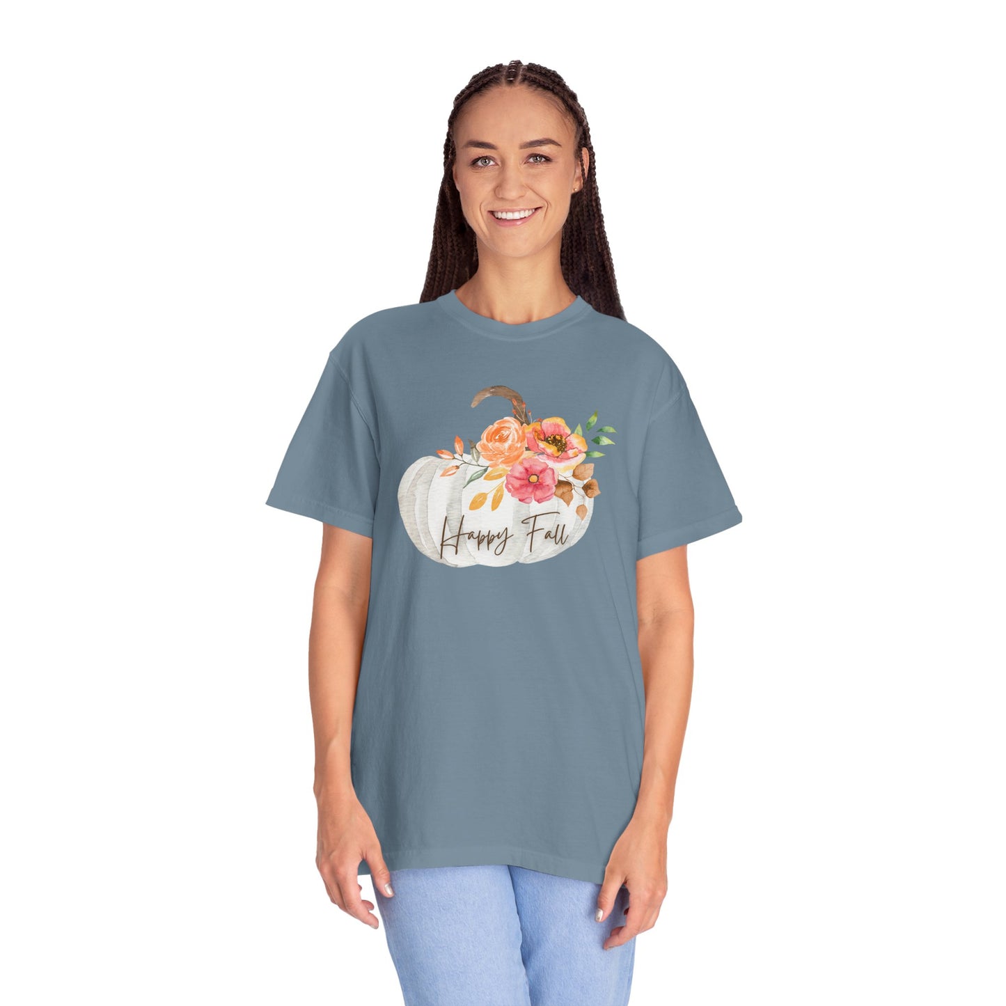 Happy Fall Pumpkin T-Shirt | Unisex Garment-Dyed Tee for Autumn, Thanksgiving, Fall Fashion, Pumpkin Lovers, Seasonal Style