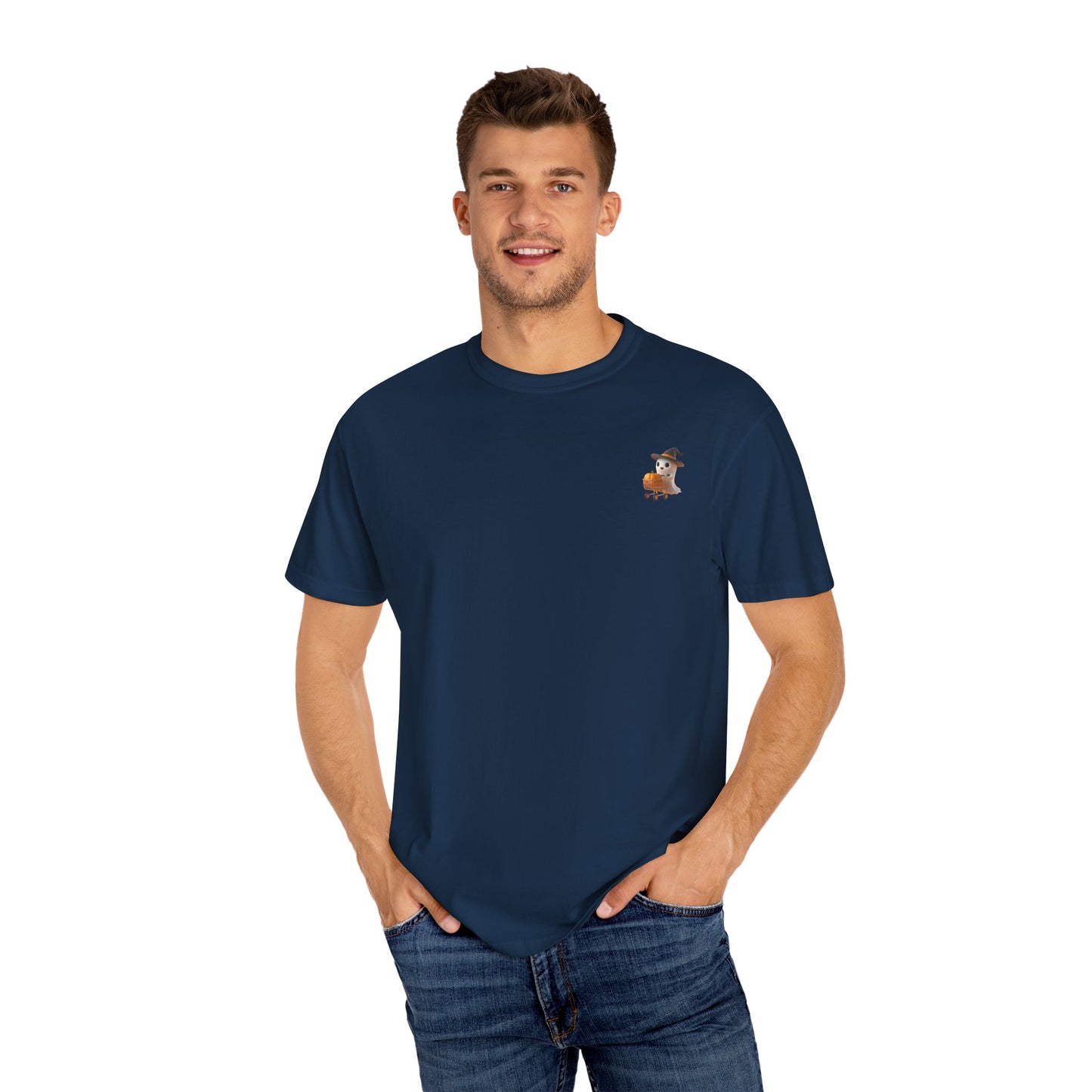 Casual Unisex Garment-Dyed T-Shirt, Ghost Shopping Trendy Graphic Tee for Everyday Wear, Summer Fashion, Gift for Him/Her