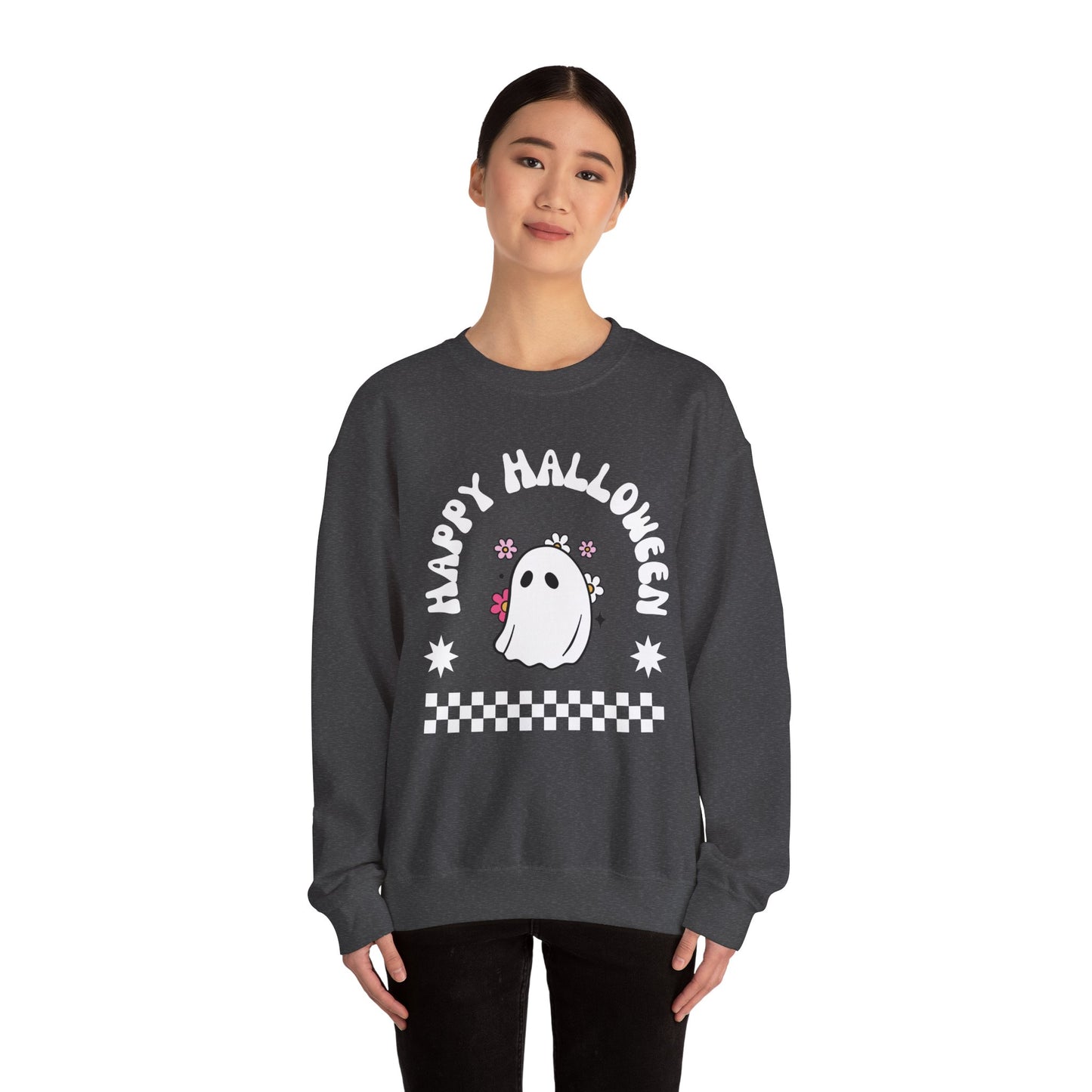 Halloween Ghost Sweatshirt, Cozy Unisex Crewneck, Fall Apparel, Spooky Season Top, Halloween Gift, Festival Clothing
