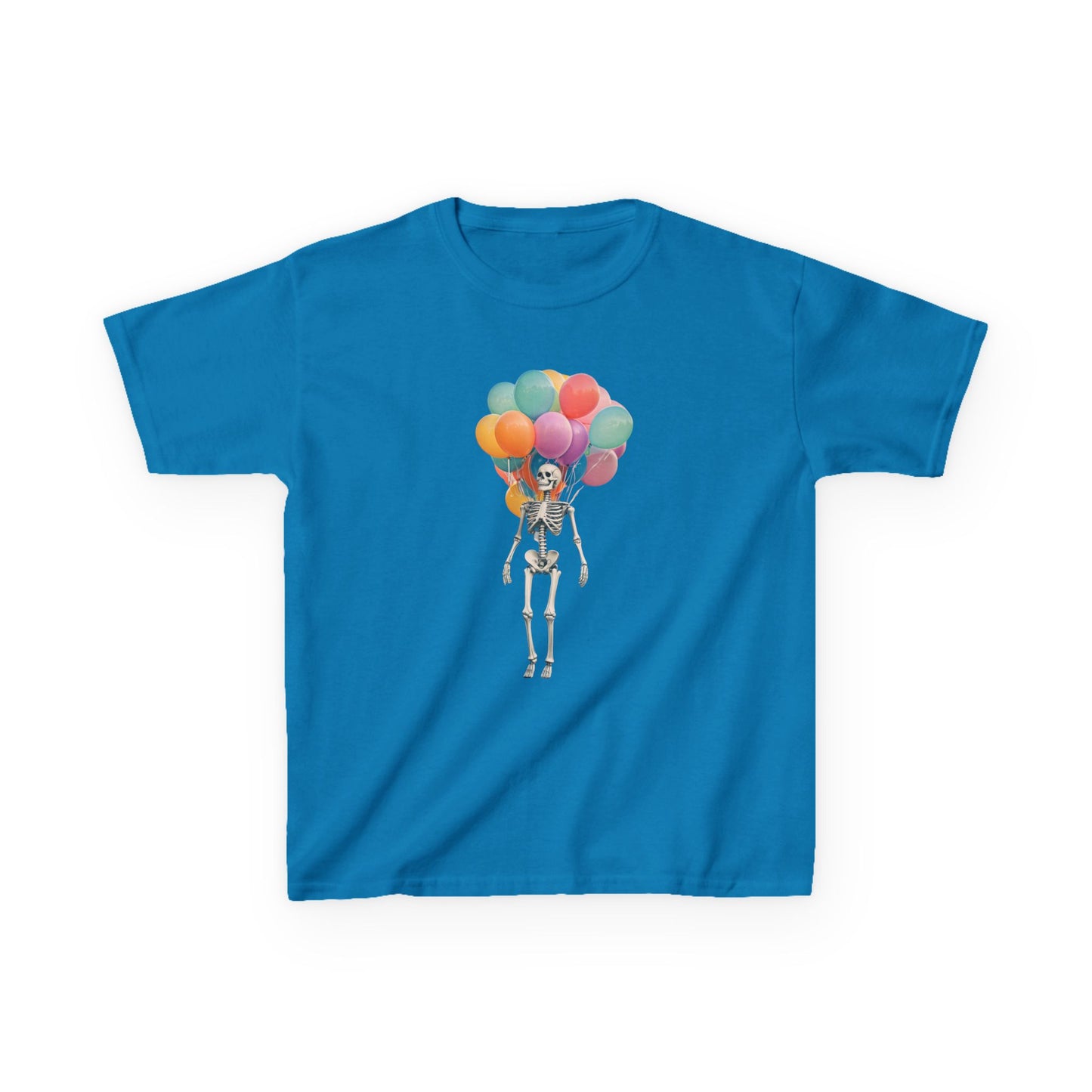 Kids Skeleton Balloon Tee - Fun Halloween Shirt, Birthday Gift, Unique Kids Tee, Playful Cotton Shirt, Holiday Apparel, Cute Skeleton Design