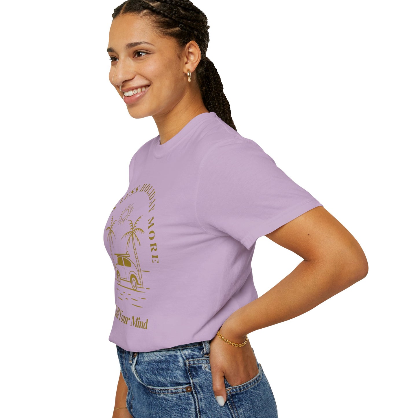 Chill Your Mind Garment-Dyed T-Shirt, Relaxed Summer Vibe Tee, Stress Less Holiday Shirt, Casual Travel Top, Gift for Beach Lovers