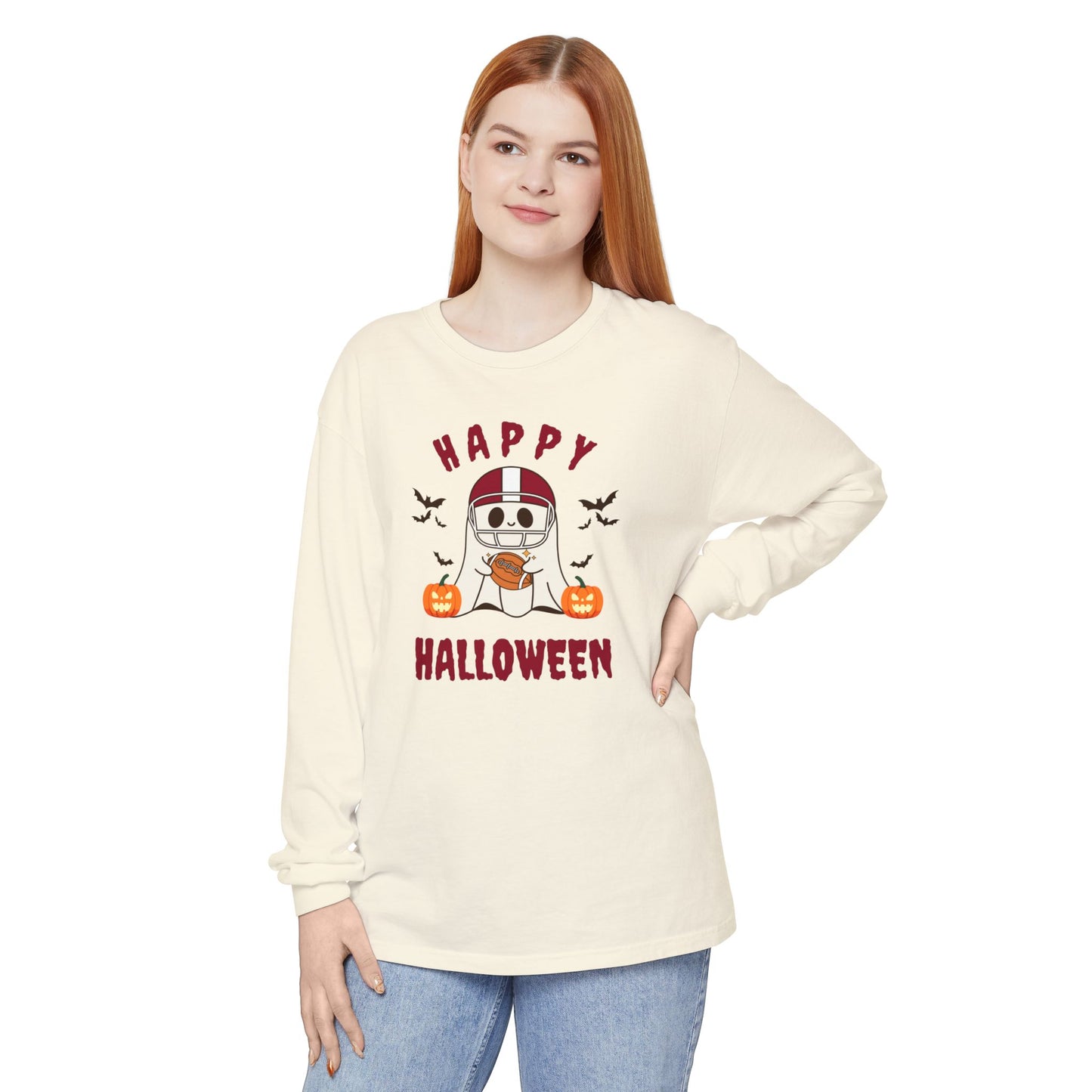 Halloween Unisex Long Sleeve T-Shirt, Cute Ghost Tee, Seasonal Apparel, Casual Halloween Outfit, Trick or Treat Shirt, October Fashion