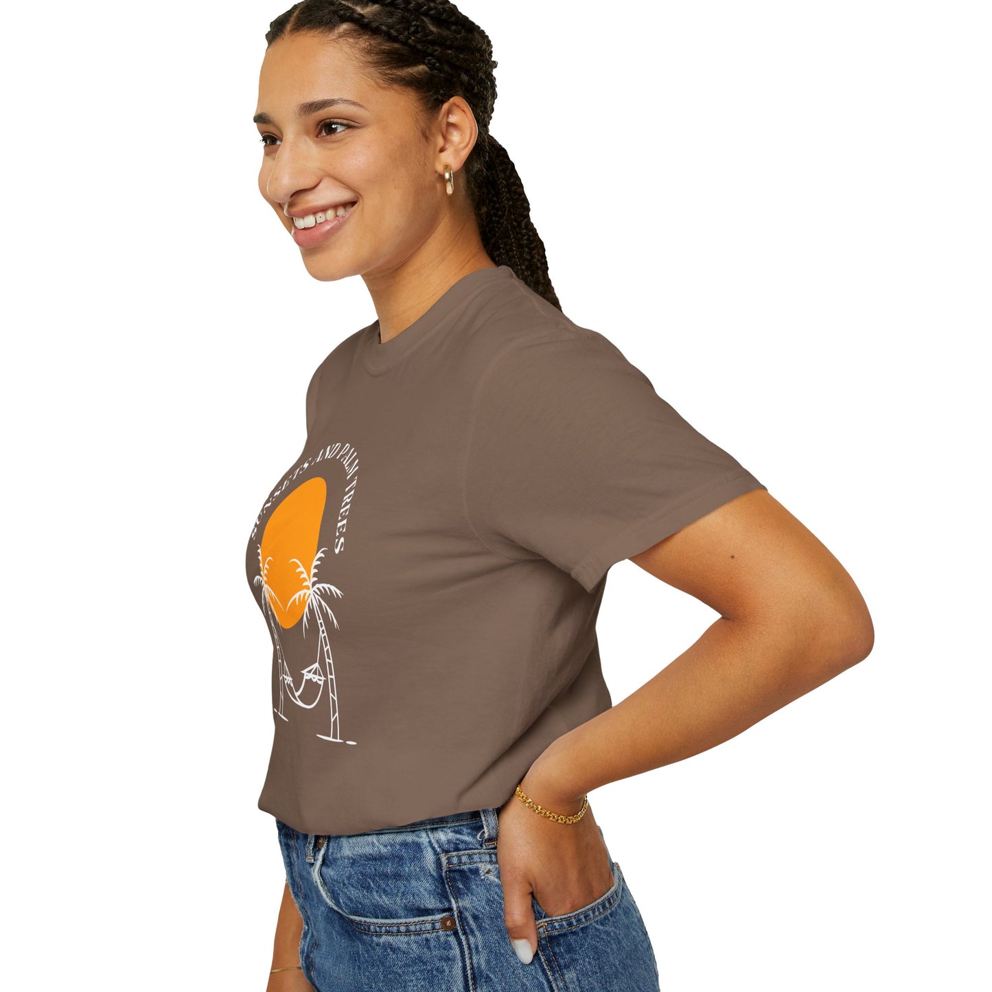 Sunset and Palm Trees T-shirt, Unisex Relaxed Tee, Summer Vibes Shirt, Vacation Attire, Beach Lover Gift, Casual Wear