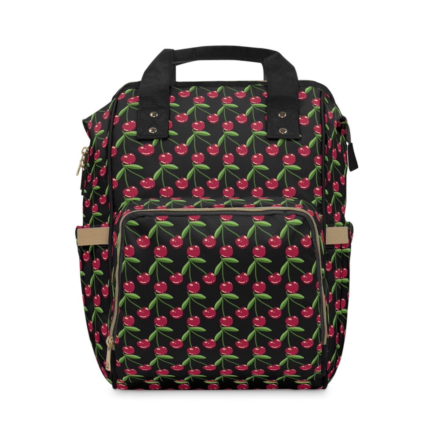 Cherry Pattern Multifunctional Backpack, Stylish Baby Bag, Functional Maternity Backpack, Trendy Diaper Bag for Moms, Chic Baby Gear
