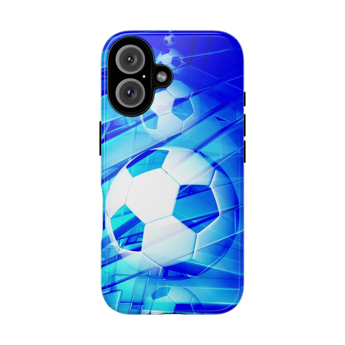 Soccer Phone Case with Tough Design, Blue Soccer Graphic Cover, Sporty Gift, Athletic Accessory, Youthful Decor, Durable Protection