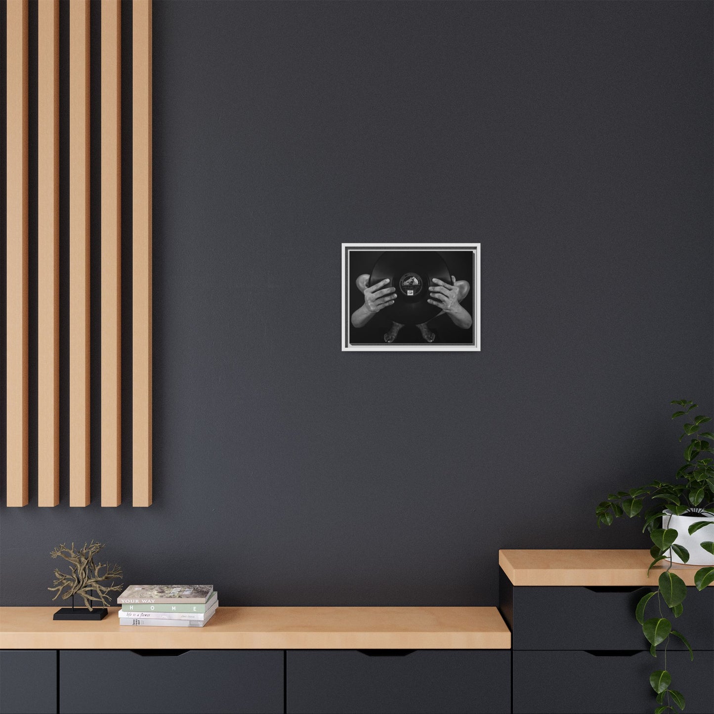 Framed Vinyl Art Print, Music Decor, Home Office Wall Art, Gift for Music Lovers, Black and White Artwork, Unique Home Decoration