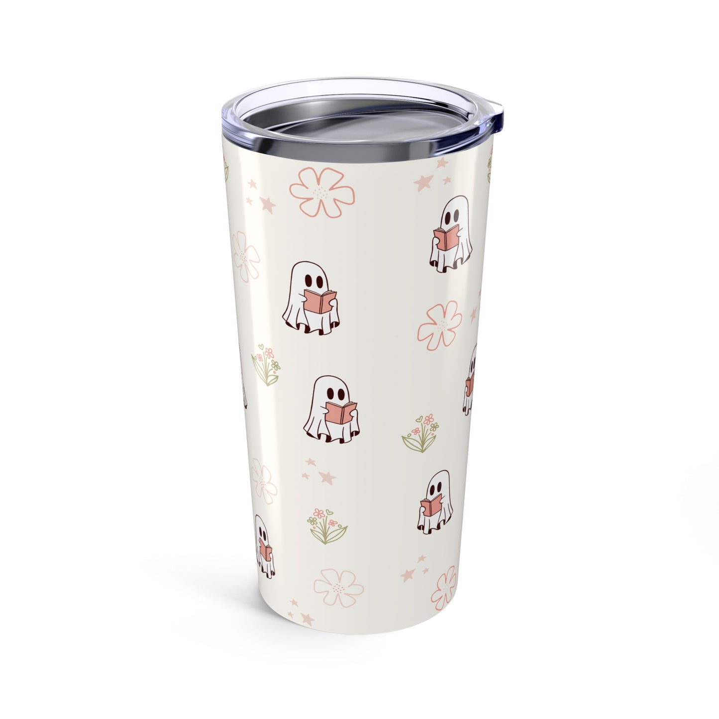 Cute Ghost Tumbler 20oz - Whimsical Travel Mug for Halloween, Fall, or Everyday; Perfect Gift for Friends, Home & Office Decor