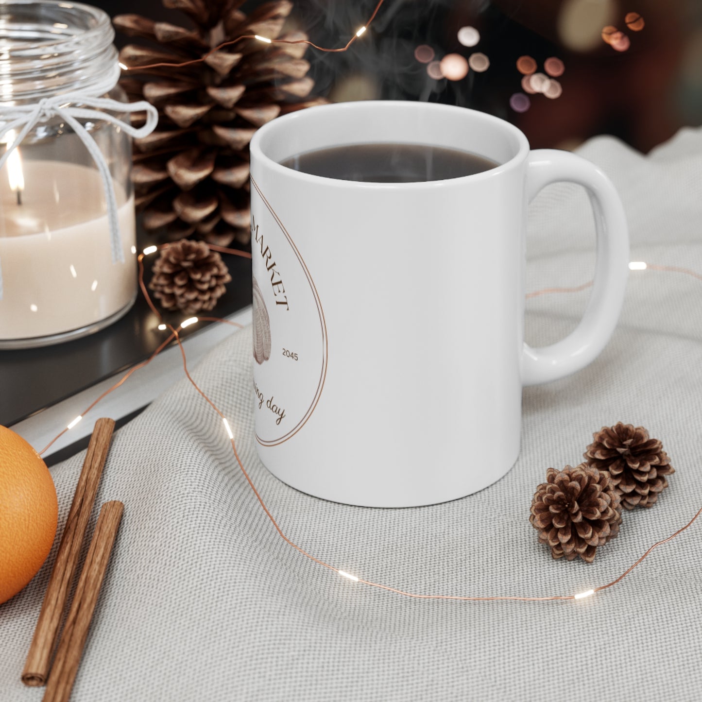 Thanksgiving Pumpkin Mug, Seasonal Market Coffee Cup, Fall Decor Gift, Autumn Beverage Container, Harvest Celebration Drinkware