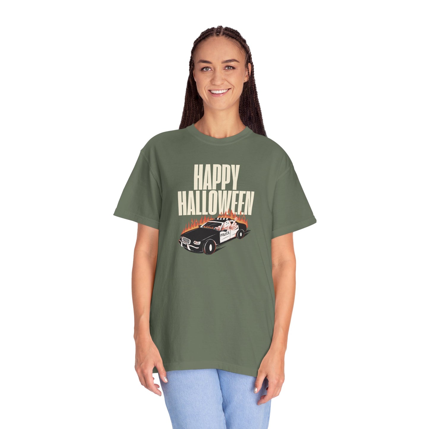 Halloween Car Graphic T-shirt, Unisex Spooky Tee, Fall Fashion, Halloween Costume, Retro Style Shirt, Gift for Halloween Lovers