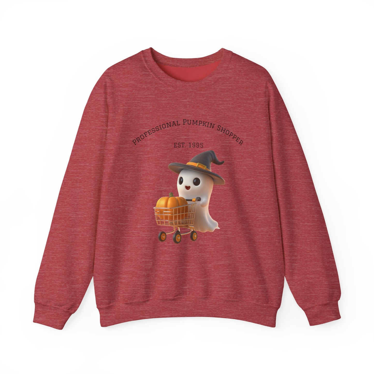 Cute Halloween Ghost Shopper Sweatshirt - Professional Pumpkin Shopper, Cozy Fall Apparel, Unisex Sweatshirt, Halloween Gift, Seasonal Fashion