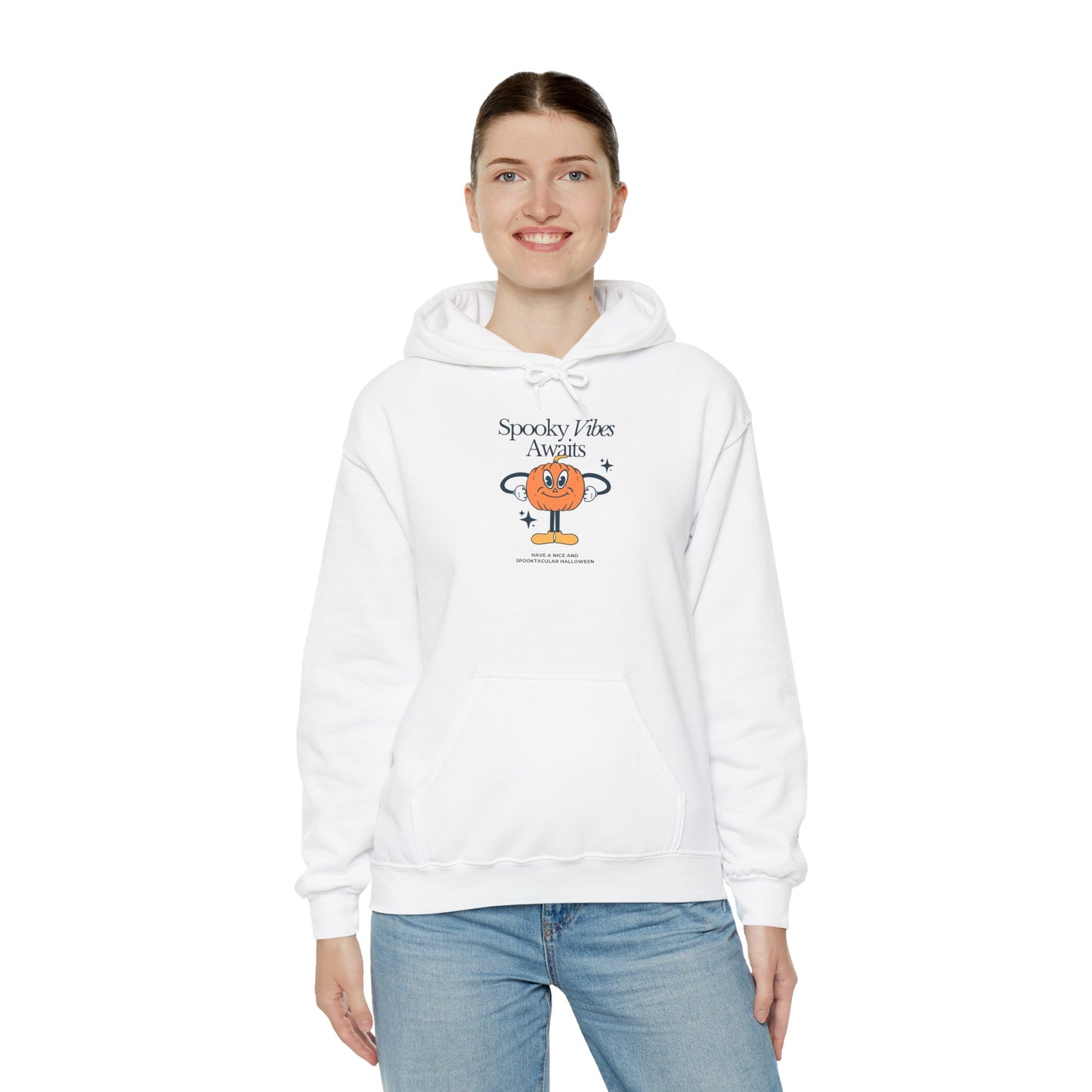 Spooky Vibes Unisex Hooded Sweatshirt, Halloween Apparel, Cozy Hoodie, Pumpkin Sweatshirt, Holiday Gift, Casual Wear