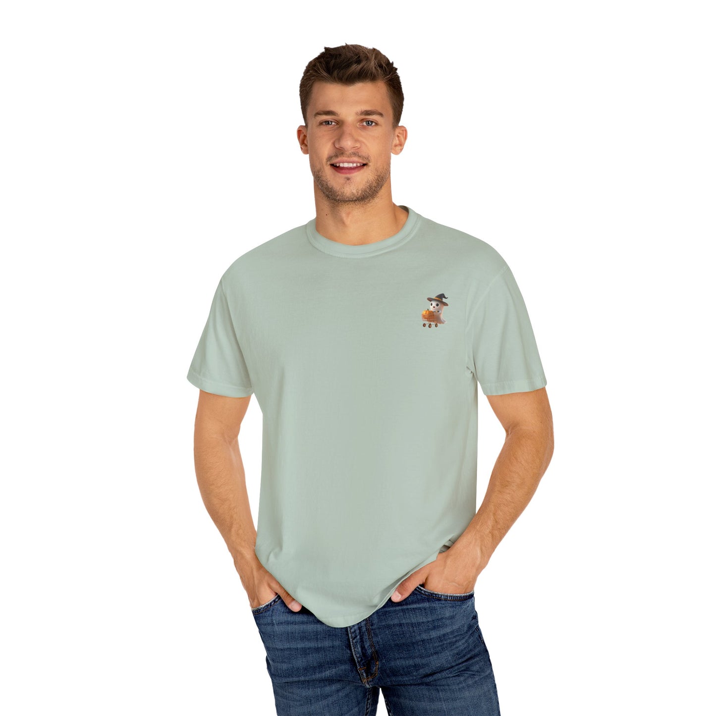 Casual Unisex Garment-Dyed T-Shirt, Ghost Shopping Trendy Graphic Tee for Everyday Wear, Summer Fashion, Gift for Him/Her