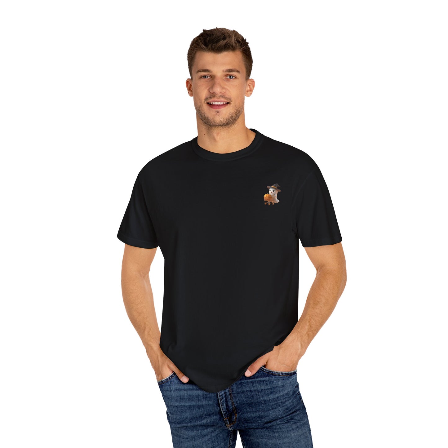 Casual Unisex Garment-Dyed T-Shirt, Ghost Shopping Trendy Graphic Tee for Everyday Wear, Summer Fashion, Gift for Him/Her
