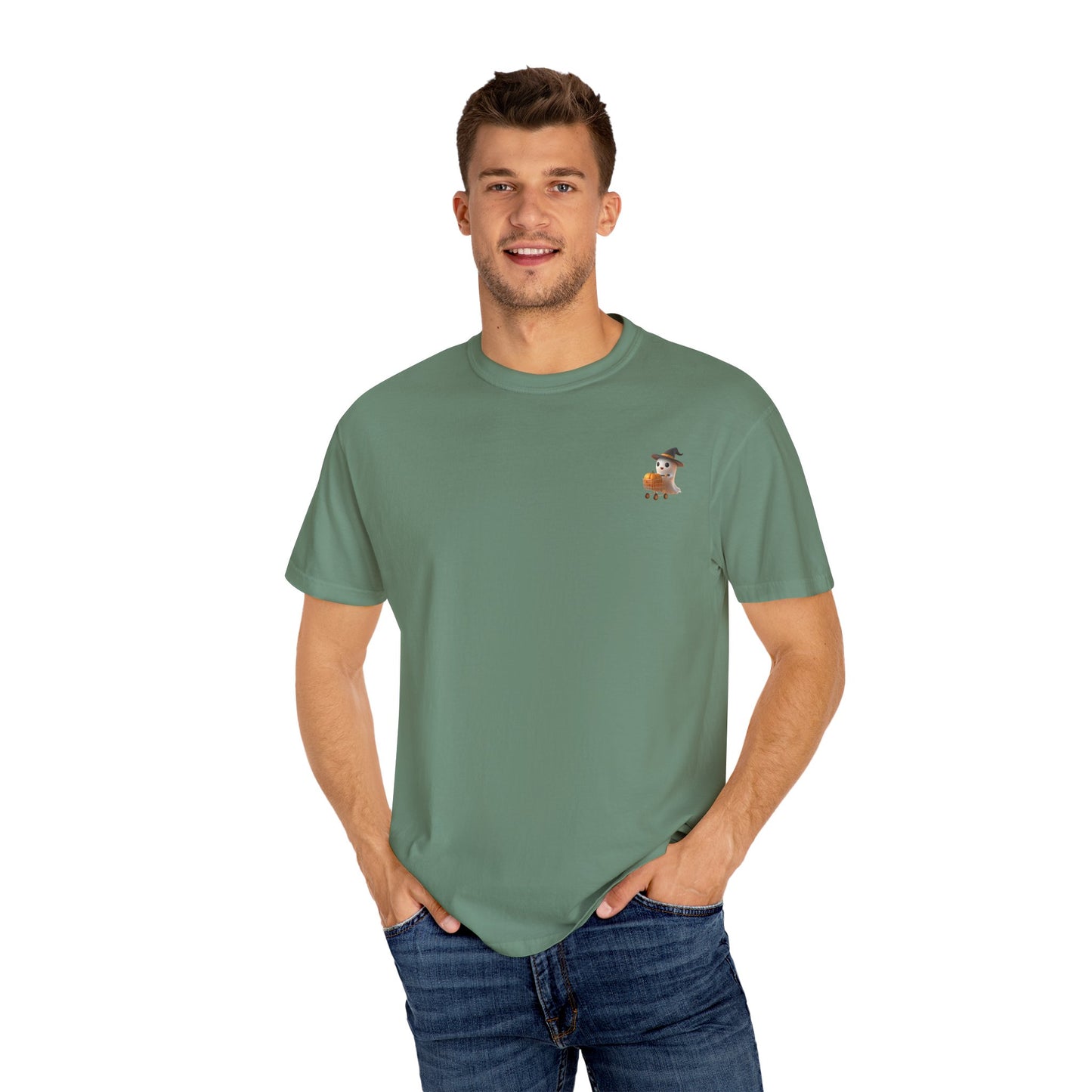 Casual Unisex Garment-Dyed T-Shirt, Ghost Shopping Trendy Graphic Tee for Everyday Wear, Summer Fashion, Gift for Him/Her