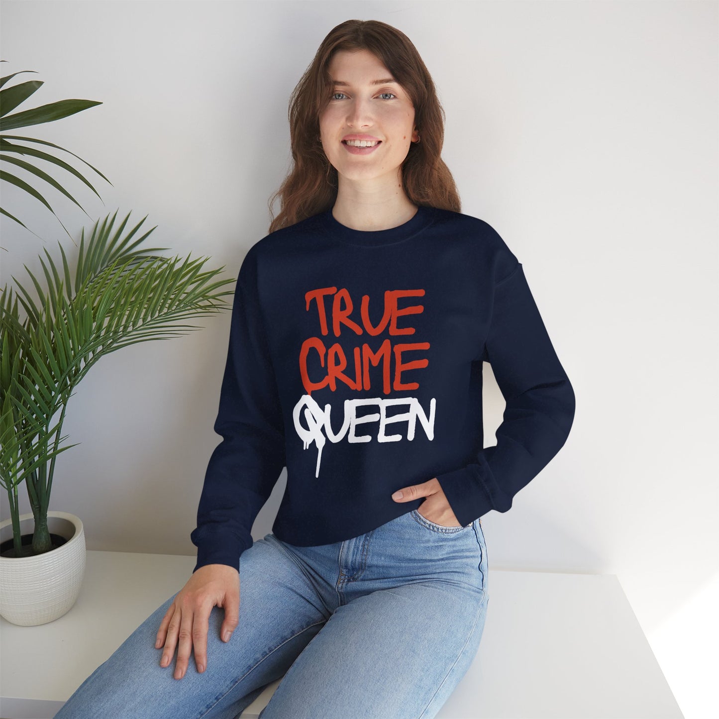 True Crime Queen Sweatshirt - Cozy Unisex Crewneck for True Crime Lovers, Comfortable Gift, Fall Fashion, Halloween Apparel