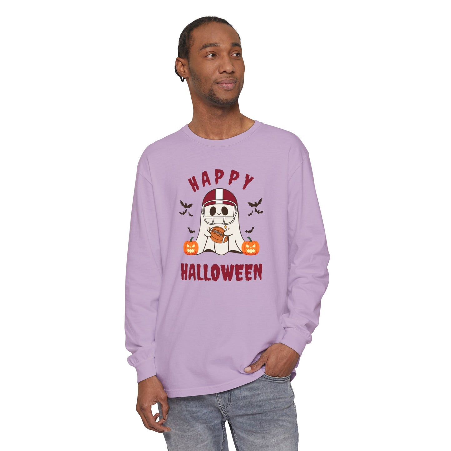 Halloween Unisex Long Sleeve T-Shirt, Cute Ghost Tee, Seasonal Apparel, Casual Halloween Outfit, Trick or Treat Shirt, October Fashion