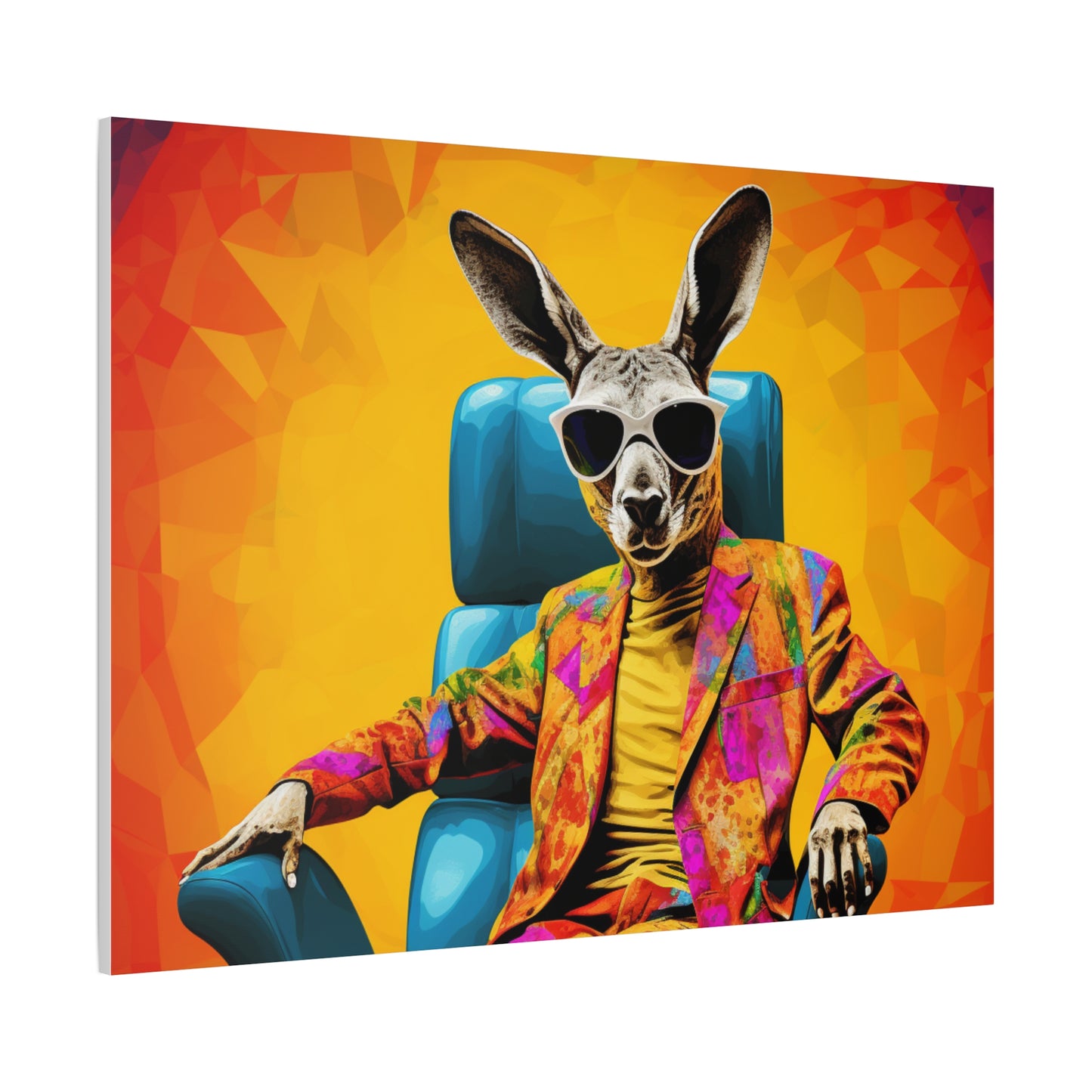 Colorful Kangaroo Wall Art - Retro Stretched Canvas