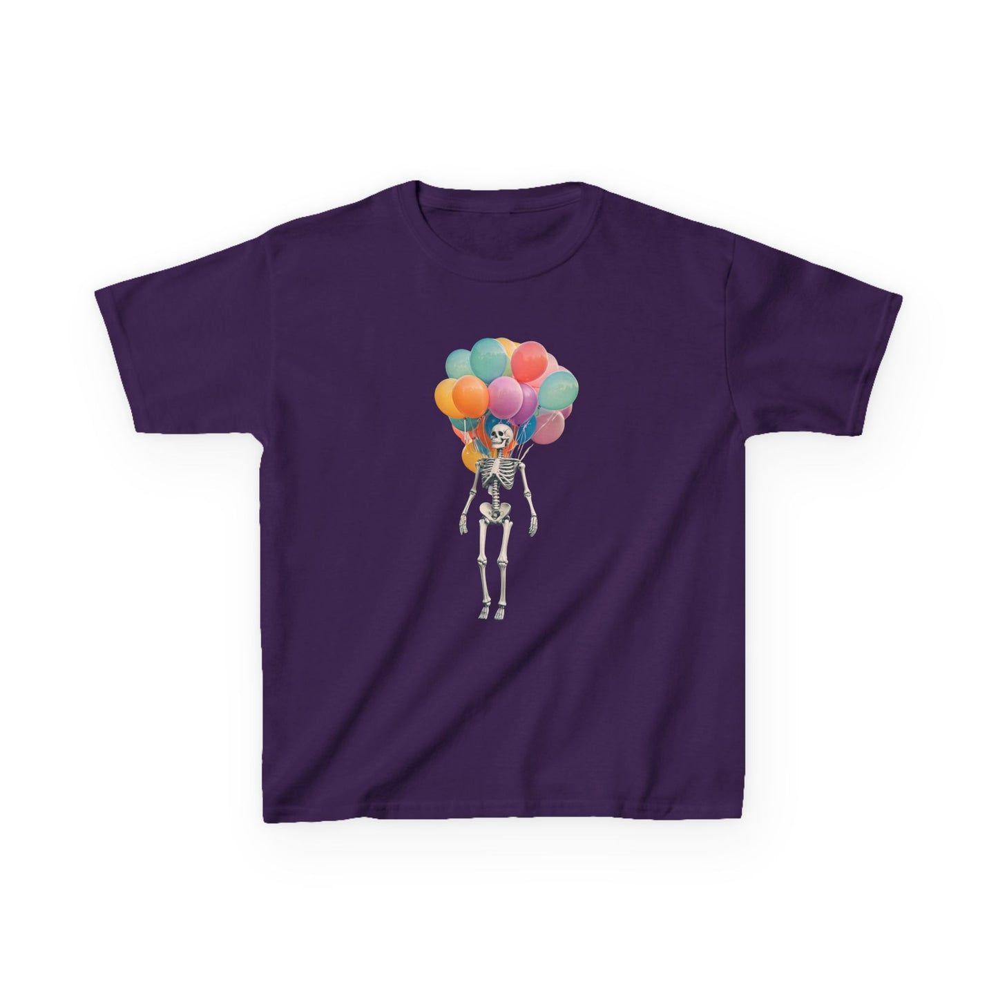Kids Skeleton Balloon Tee - Fun Halloween Shirt, Birthday Gift, Unique Kids Tee, Playful Cotton Shirt, Holiday Apparel, Cute Skeleton Design