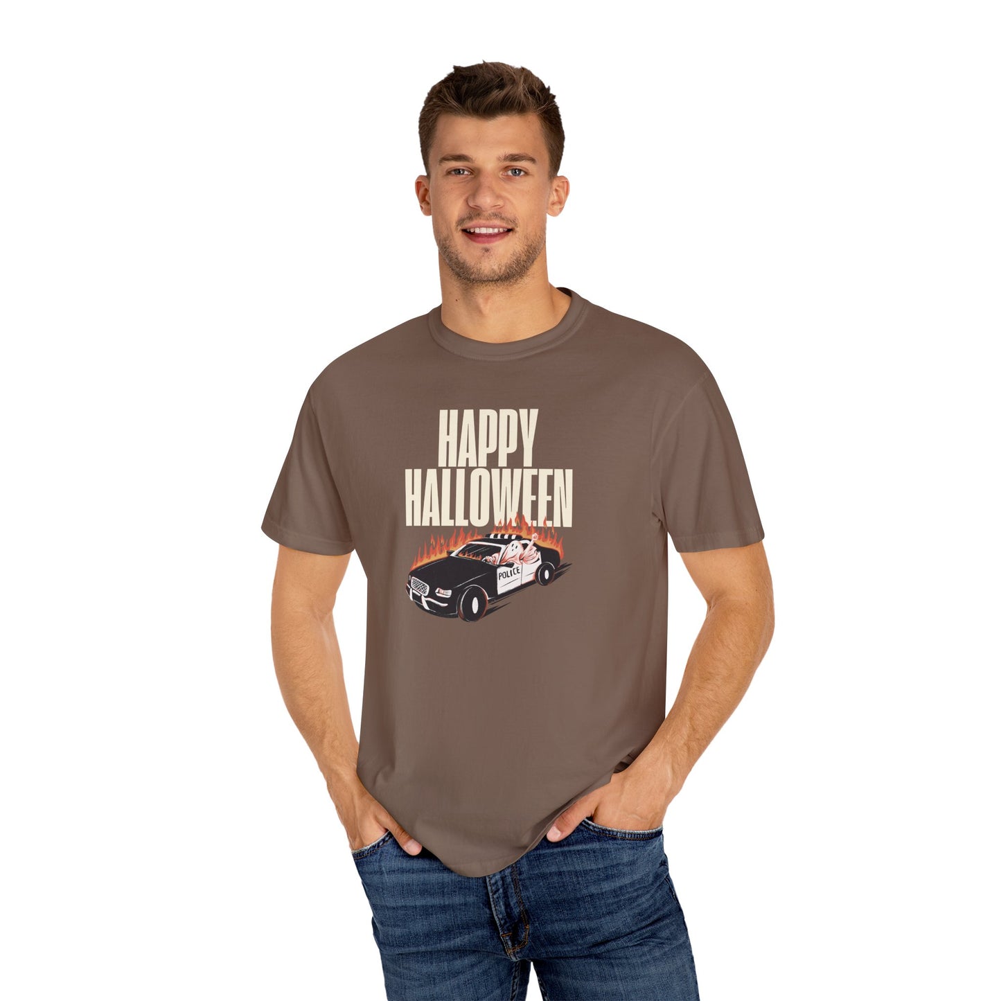 Halloween Car Graphic T-shirt, Unisex Spooky Tee, Fall Fashion, Halloween Costume, Retro Style Shirt, Gift for Halloween Lovers