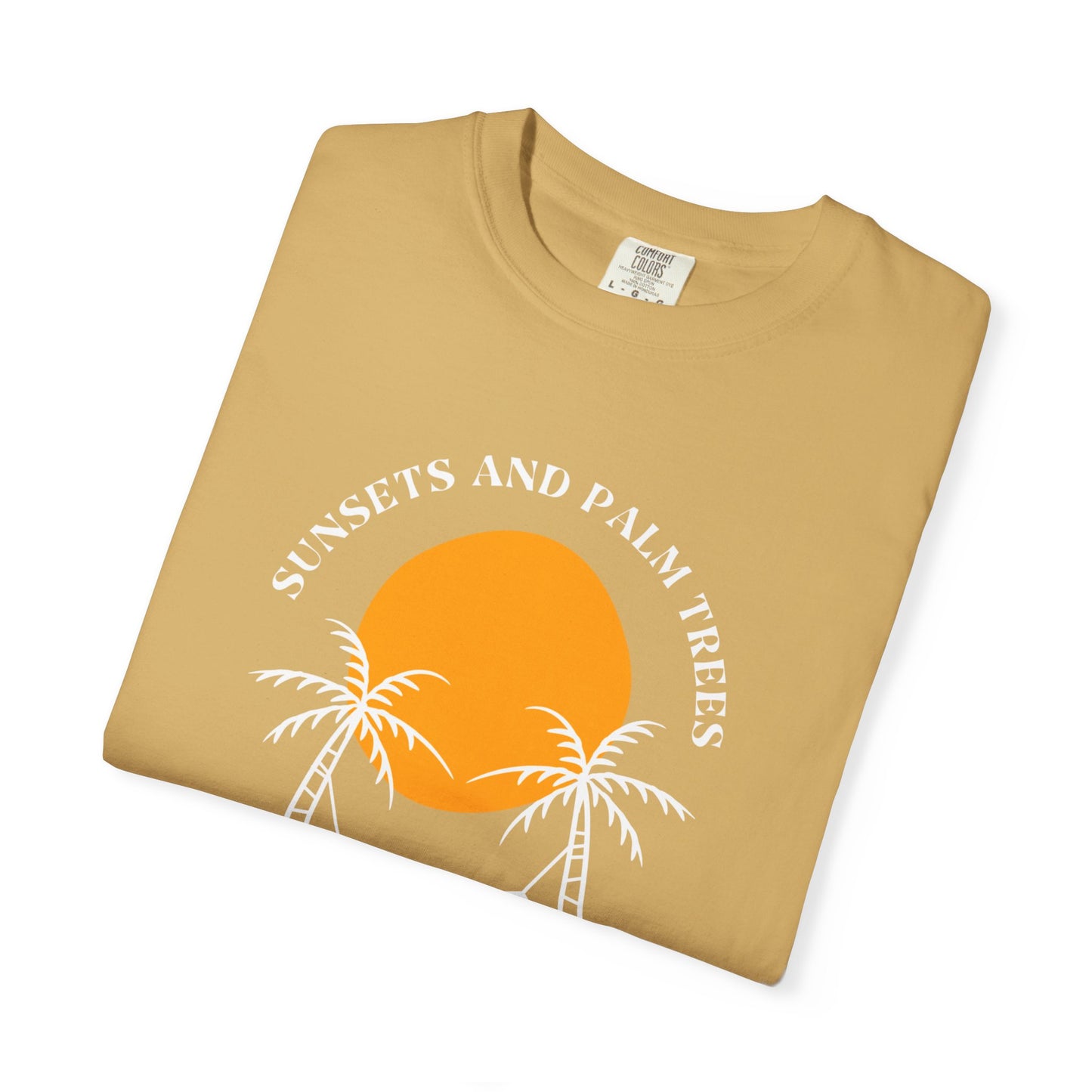Sunset and Palm Trees T-shirt, Unisex Relaxed Tee, Summer Vibes Shirt, Vacation Attire, Beach Lover Gift, Casual Wear