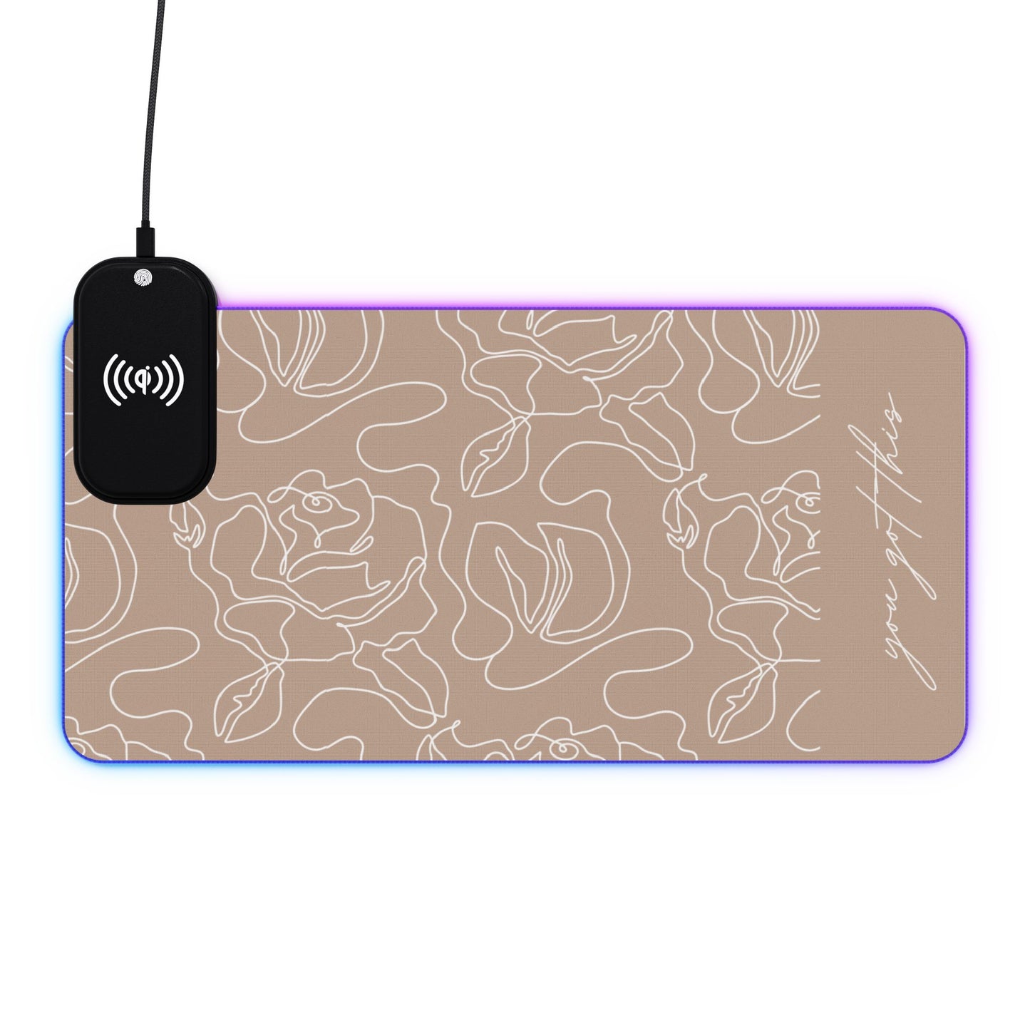Floral LED Gaming Mouse Pad with Wireless Charging - Perfect for Gamers & Home Offices