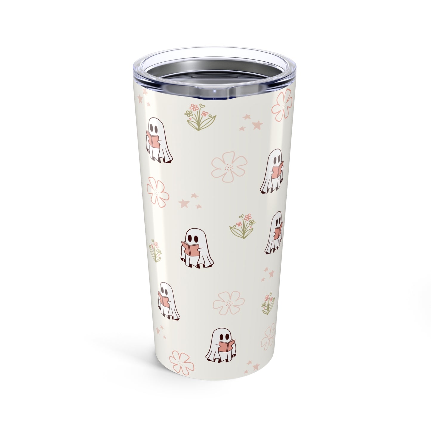 Cute Ghost Tumbler 20oz - Whimsical Travel Mug for Halloween, Fall, or Everyday; Perfect Gift for Friends, Home & Office Decor