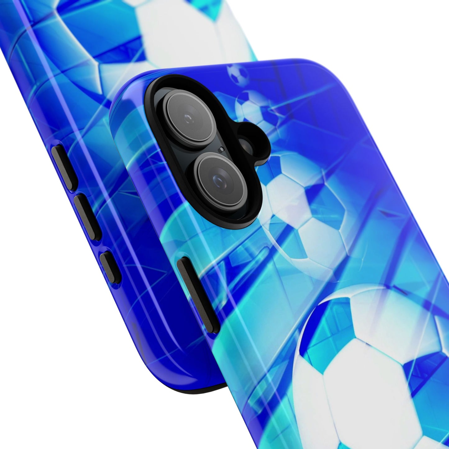 Soccer Phone Case with Tough Design, Blue Soccer Graphic Cover, Sporty Gift, Athletic Accessory, Youthful Decor, Durable Protection