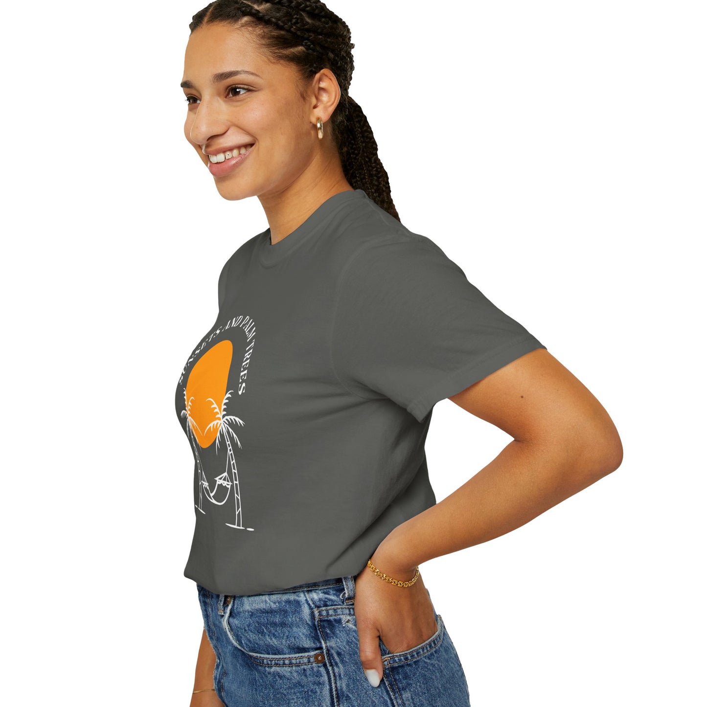 Sunset and Palm Trees T-shirt, Unisex Relaxed Tee, Summer Vibes Shirt, Vacation Attire, Beach Lover Gift, Casual Wear