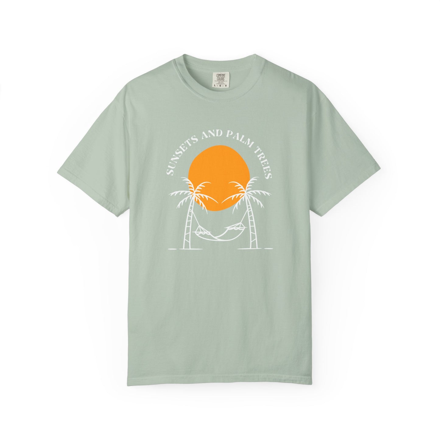 Sunset and Palm Trees T-shirt, Unisex Relaxed Tee, Summer Vibes Shirt, Vacation Attire, Beach Lover Gift, Casual Wear