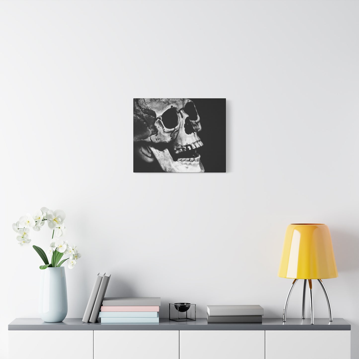 Black Skull Matte Canvas Art, Gothic Wall Decor, Halloween Decoration, Unique Home Aesthetic, Edgy Interior Design
