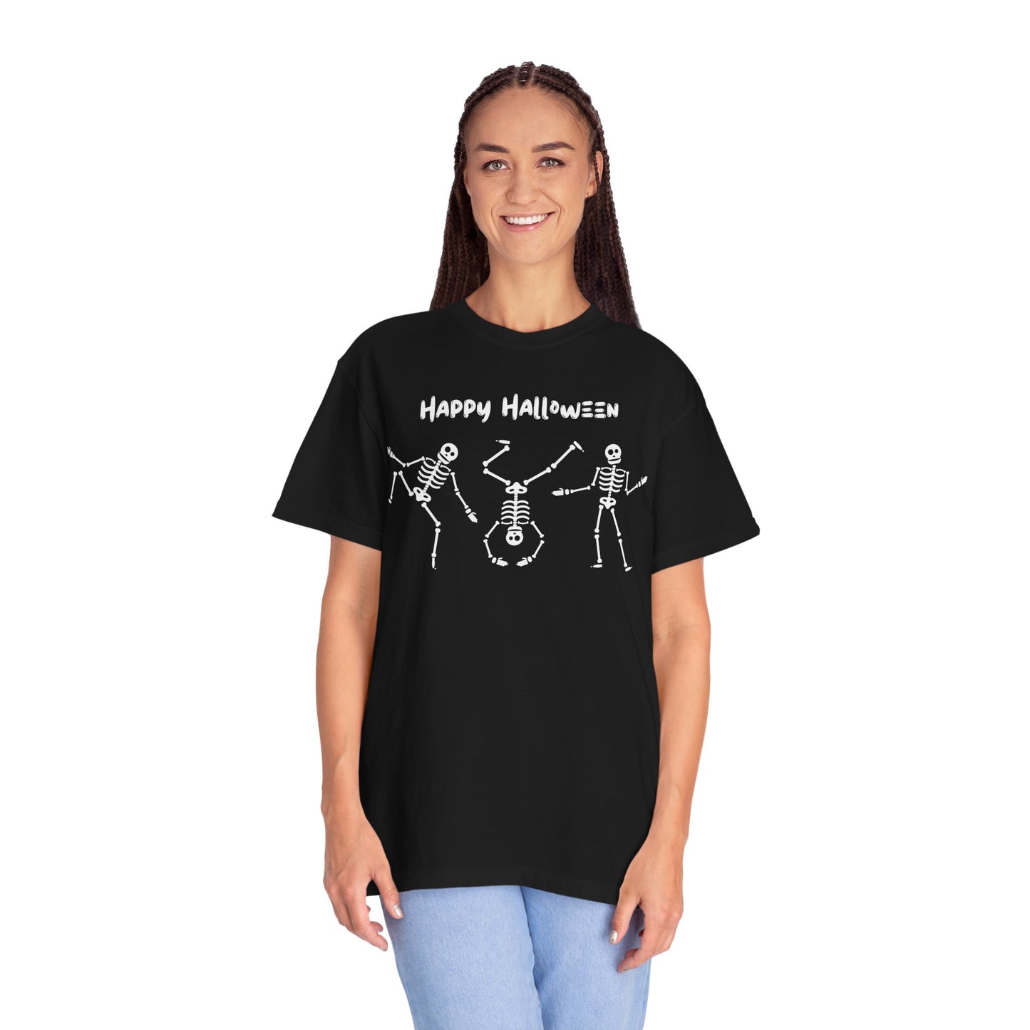 Happy Halloween Skeleton T-shirt, Unisex Halloween Tee, Spooky Season Shirt, Fall Festivity T-shirt, Fun Halloween Apparel