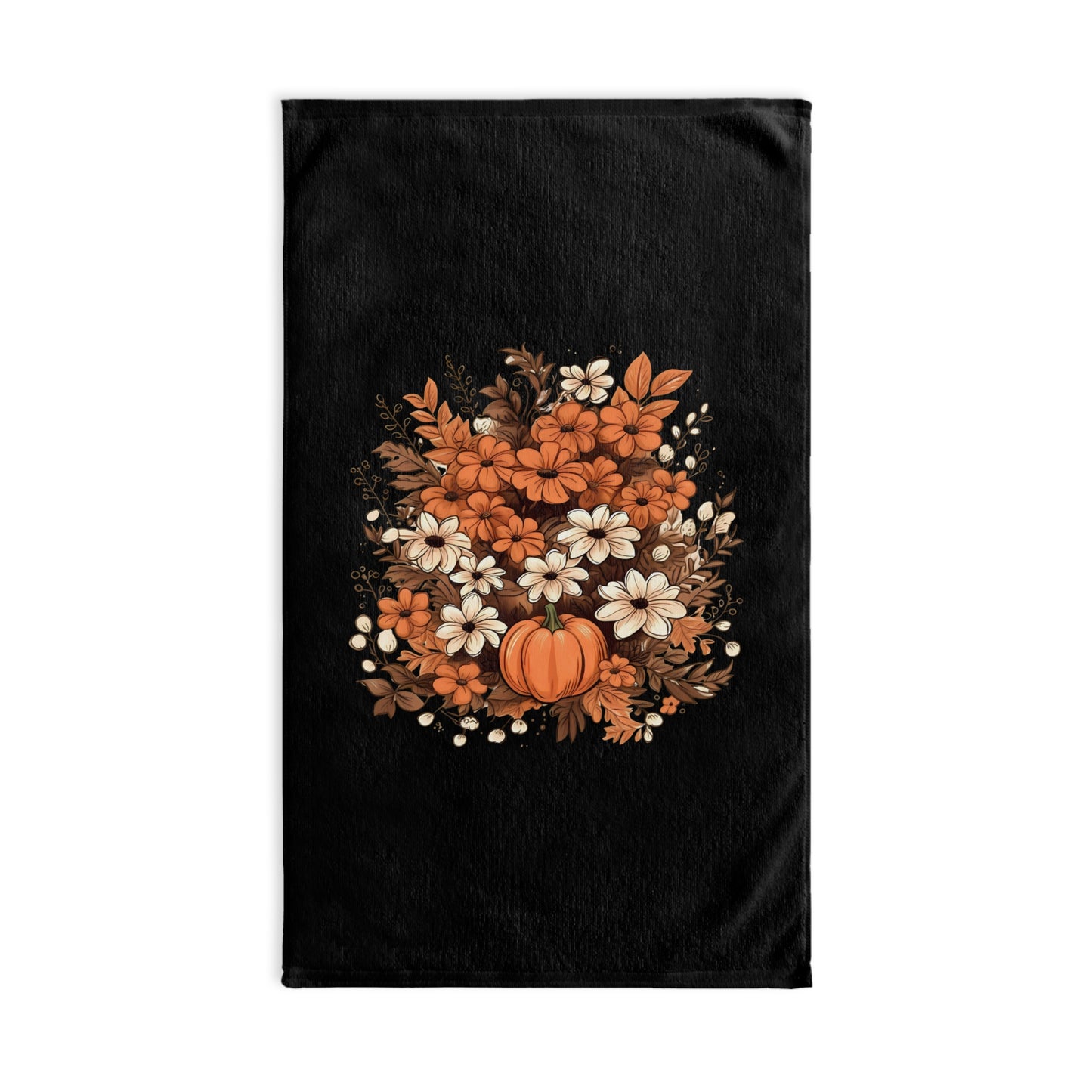 Autumn Floral Hand Towel with Pumpkin | Cozy Kitchen Decor, Fall Towel, Gift for Her, Thanksgiving Kitchen Accessory, Home Accents