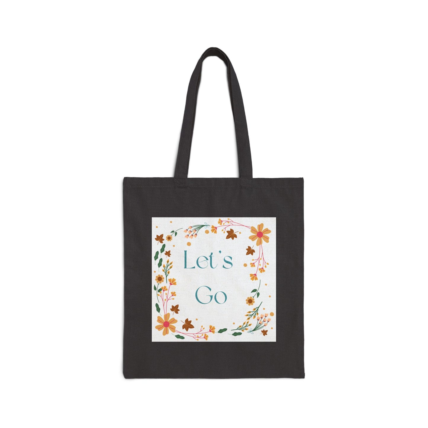 Floral Let's Go Cotton Canvas Tote Bag - Eco-Friendly and Stylish Carryall