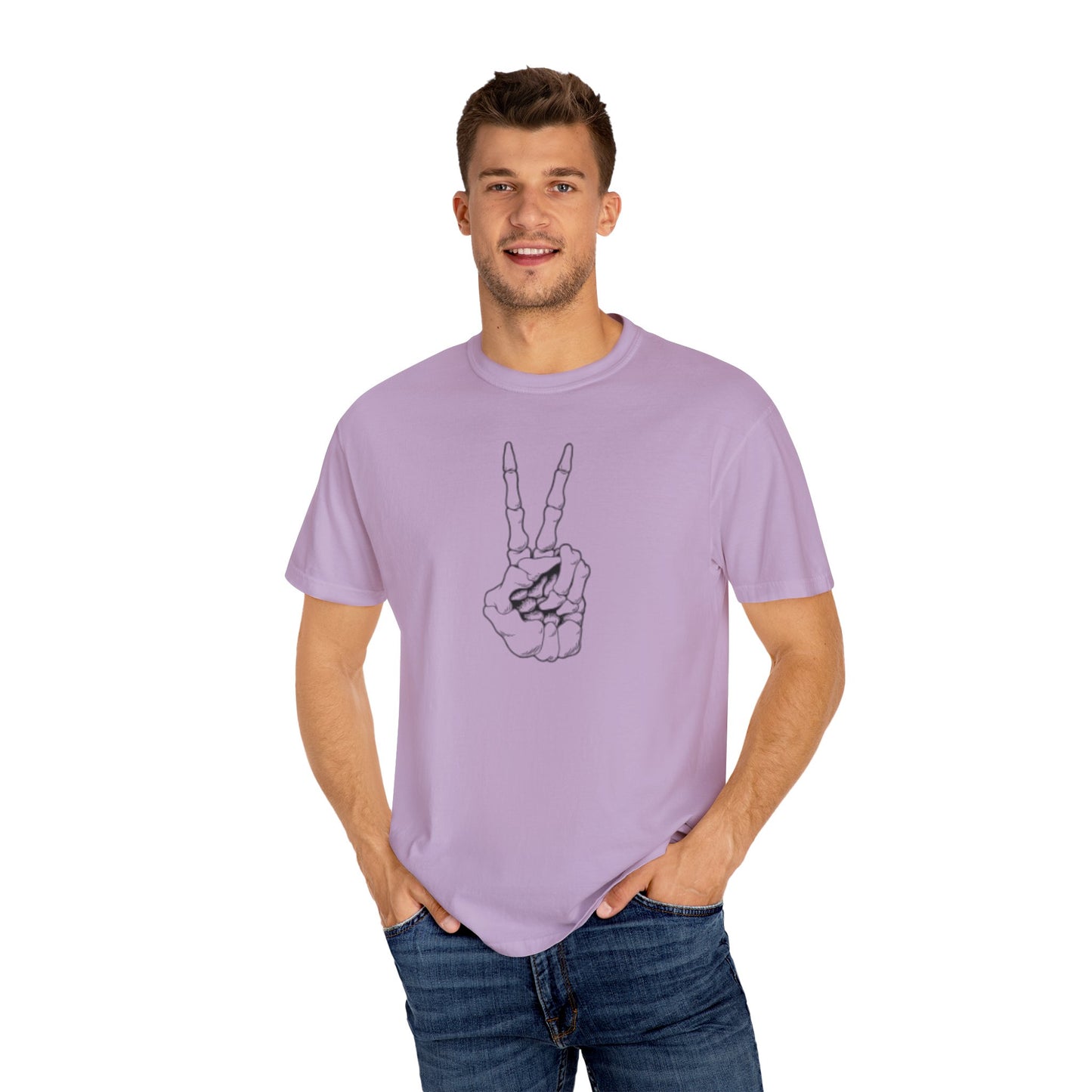 Peace To Death Unisex Garment-Dyed T-Shirt, Soft Graphic Tee for Casual Wear, Perfect for Earth Day, Music Festivals, and Relaxed Outings