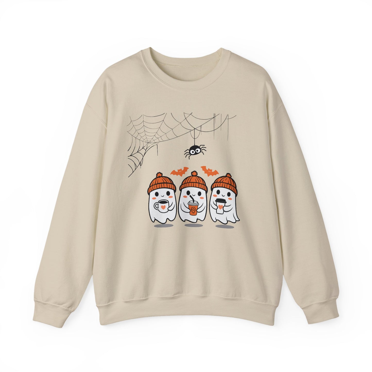 Cute Ghost Halloween Crewneck Sweatshirt, Spooky Season Sweatshirt, Halloween Apparel, Fall Fashion, Unisex Gift, Cozy Ghost Design