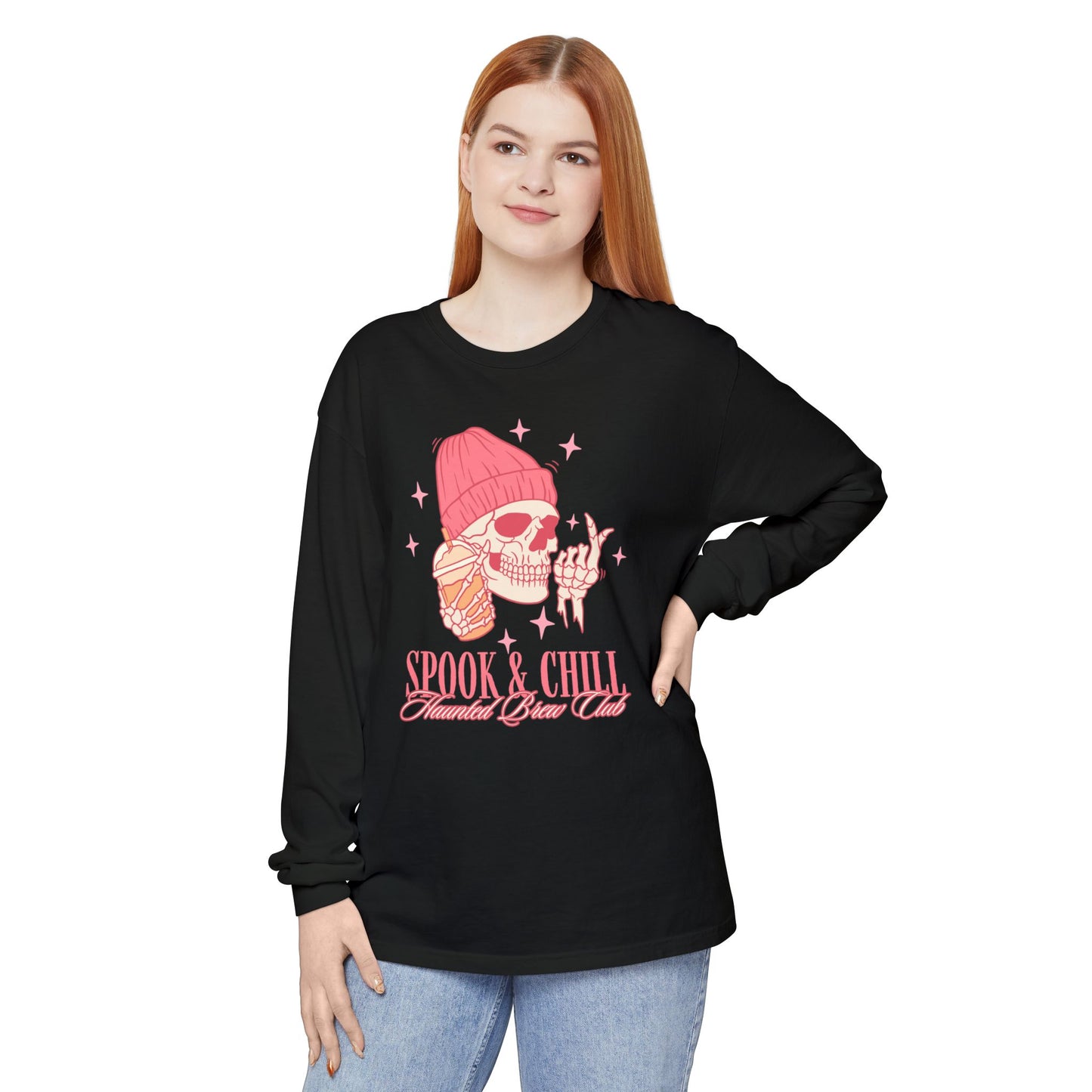 Spook & Chill Long Sleeve T-Shirt, Cozy Fall Fashion, Unisex Graphic Tee, Halloween Outfit, Trendy Gift for Friends