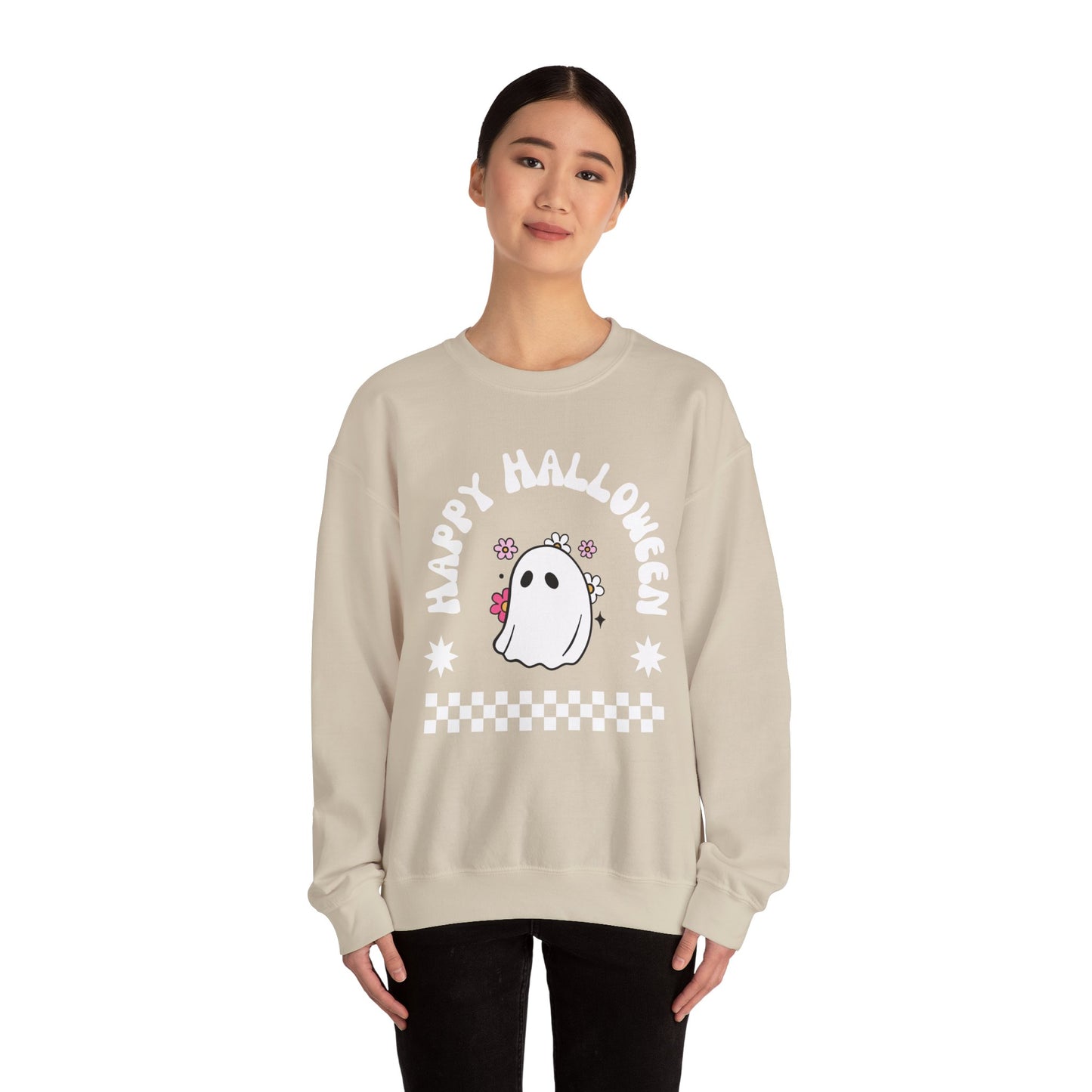 Halloween Ghost Sweatshirt, Cozy Unisex Crewneck, Fall Apparel, Spooky Season Top, Halloween Gift, Festival Clothing