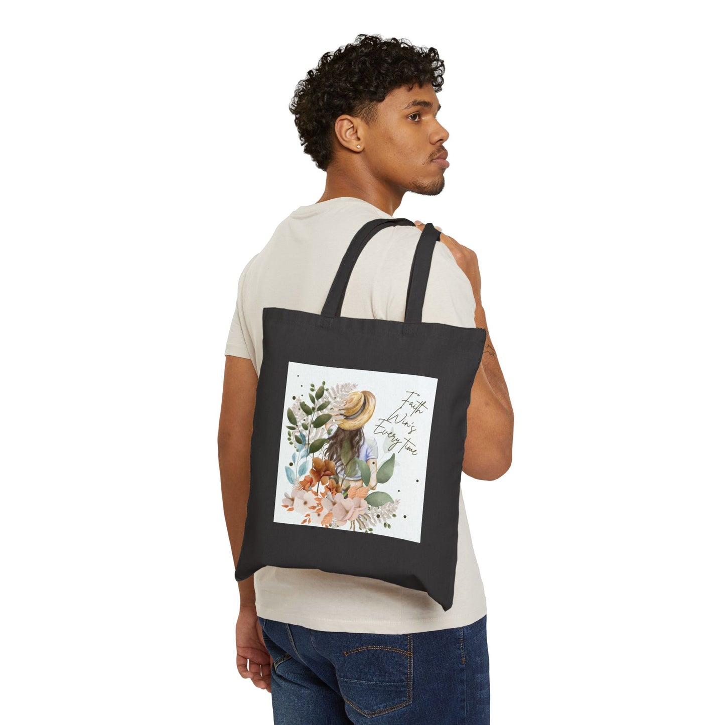 Floral Inspirational Cotton Canvas Tote Bag - Eco-Friendly, Reusable, Ideal for Everyday Use