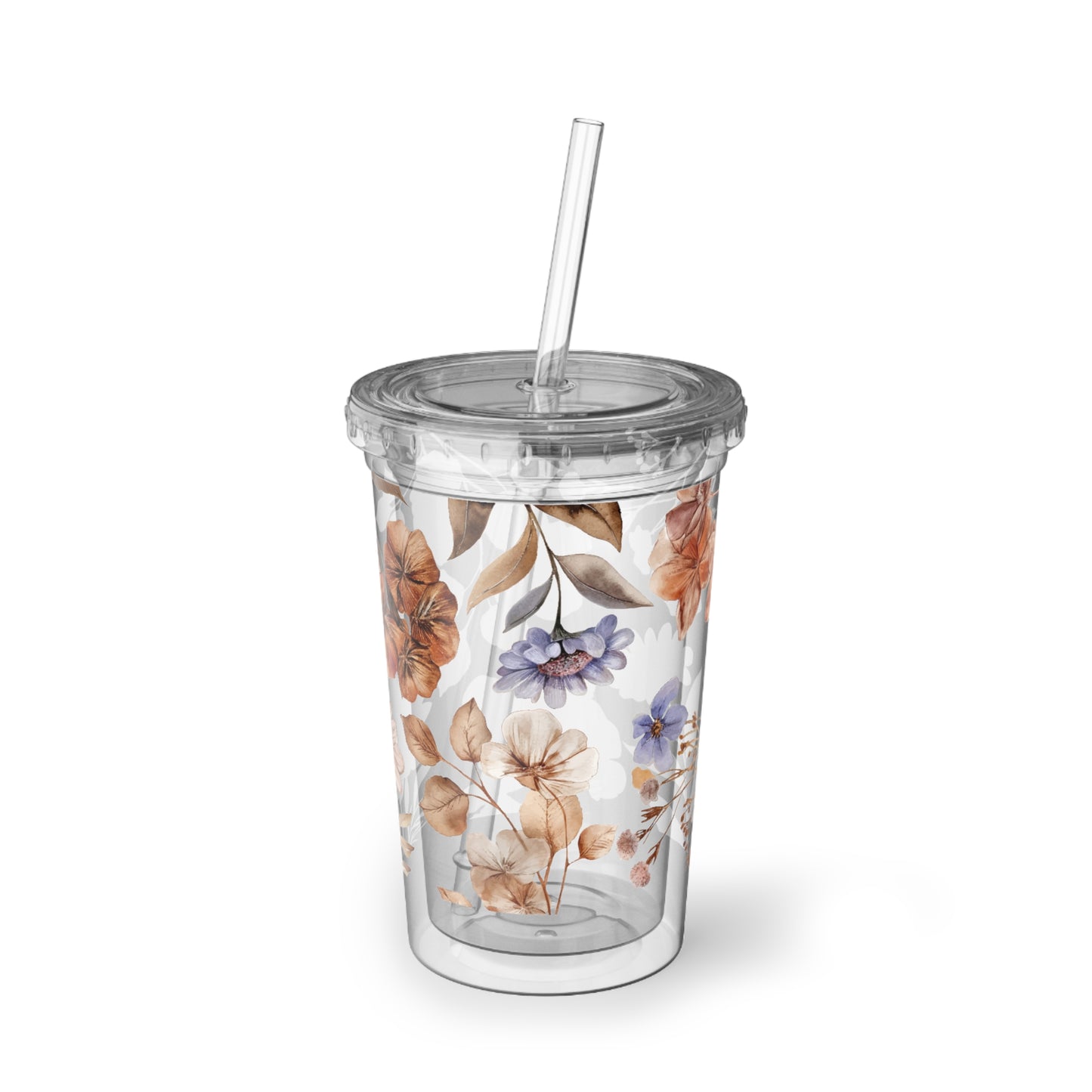 Floral Acrylic Cup, Tumblers for Summer, Stylish Travel Cup, Floral Drinkware, Gifts for Her, Eco-Friendly Cup
