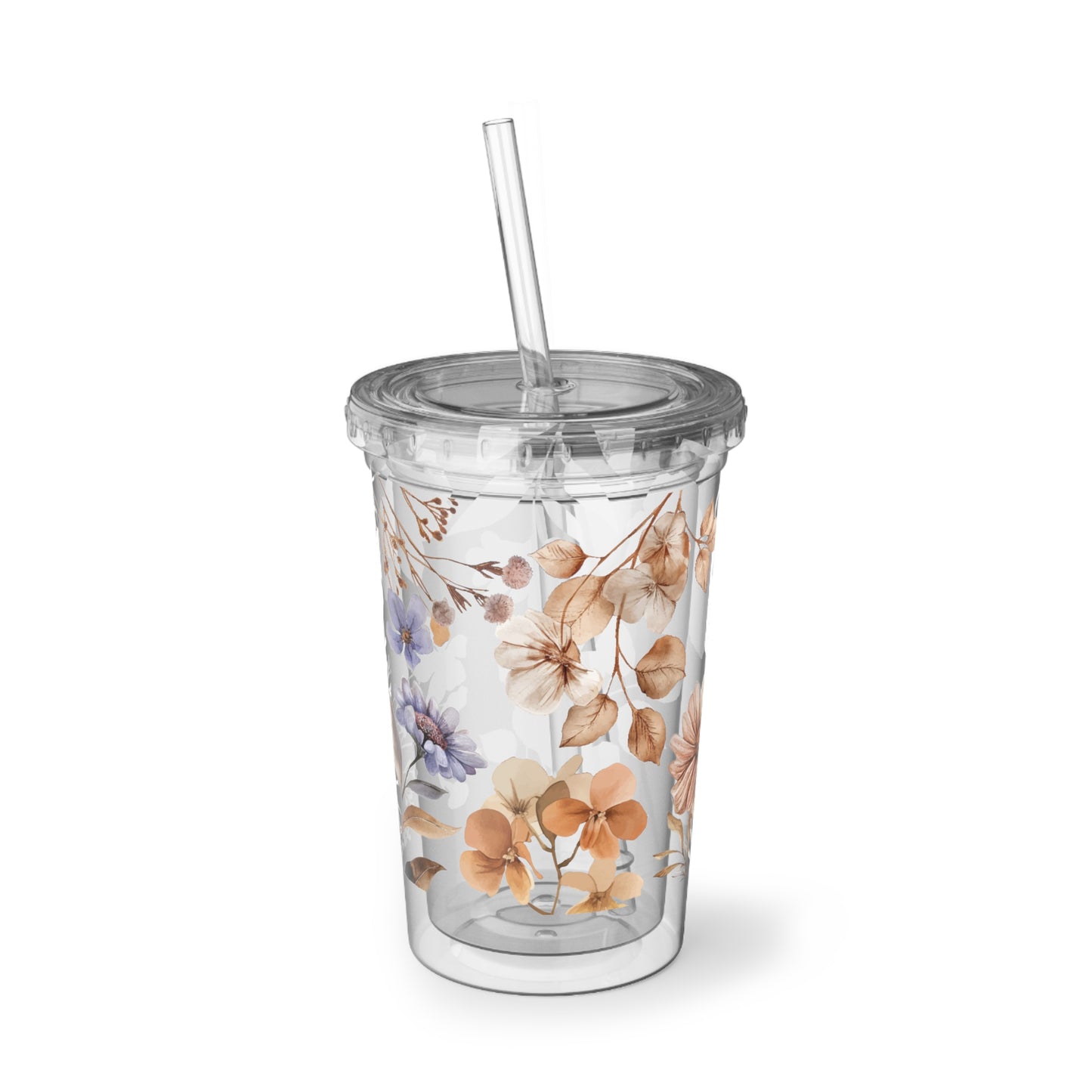 Floral Acrylic Cup, Tumblers for Summer, Stylish Travel Cup, Floral Drinkware, Gifts for Her, Eco-Friendly Cup