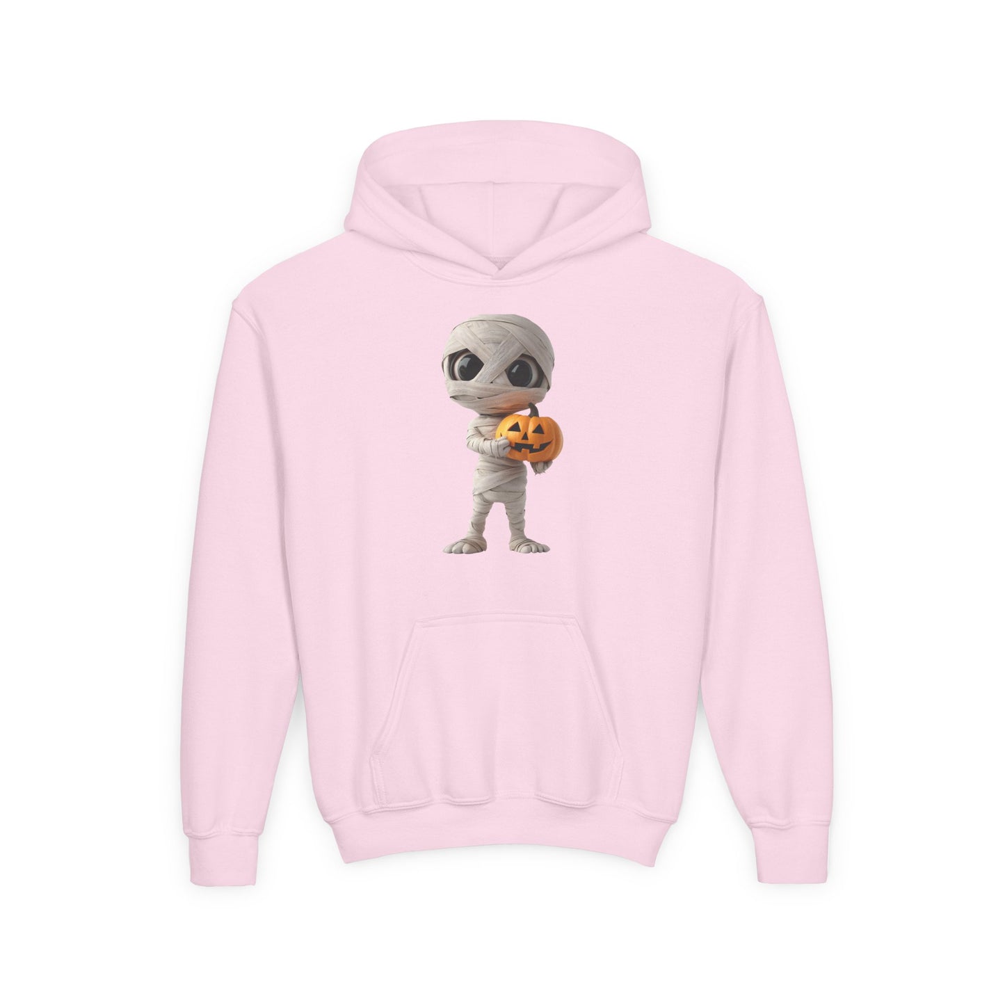 Mummy Pumpkin Halloween Youth Hoodie, Spooky Hooded Sweatshirt for Kids, Trick or Treat, Halloween Costume, Fall Fashion