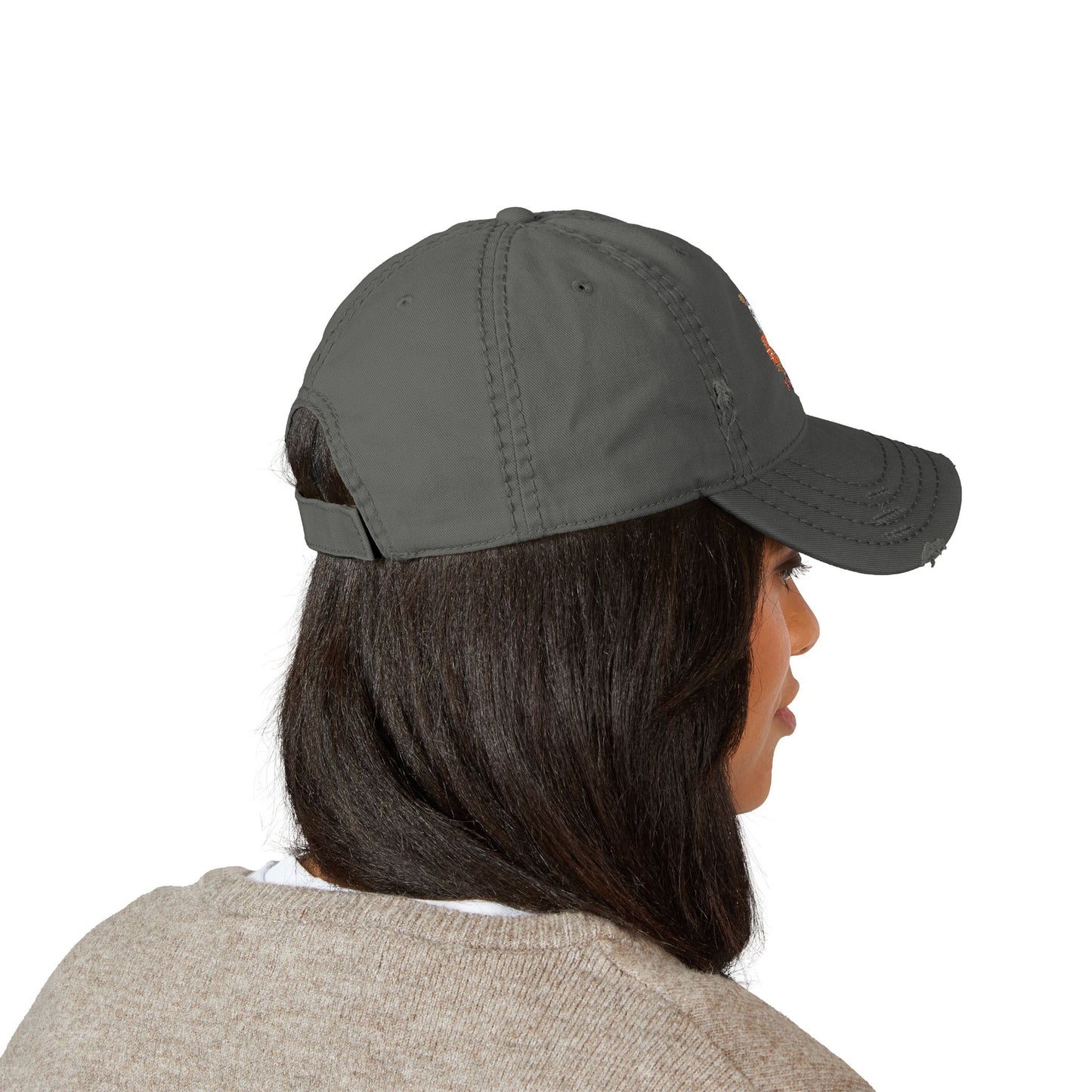 Distressed Hat with Embroidered Ghost Shopper Pumpkin Design, Casual Hat, Fall Accessory, Halloween Gift for Dad, Dad Cap, Spooky [...]