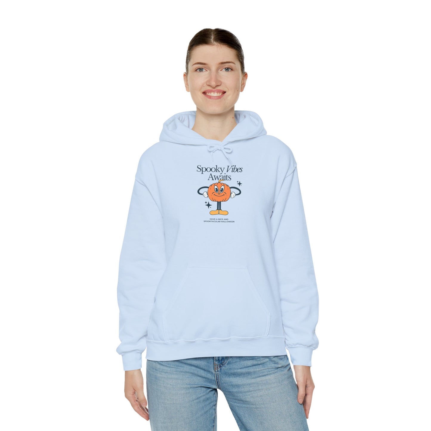 Spooky Vibes Unisex Hooded Sweatshirt, Halloween Apparel, Cozy Hoodie, Pumpkin Sweatshirt, Holiday Gift, Casual Wear