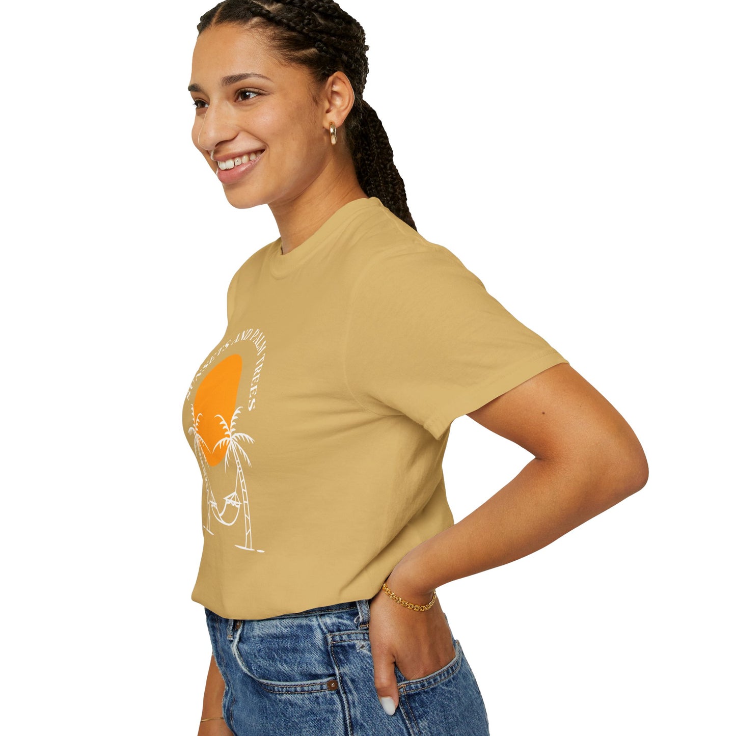 Sunset and Palm Trees T-shirt, Unisex Relaxed Tee, Summer Vibes Shirt, Vacation Attire, Beach Lover Gift, Casual Wear