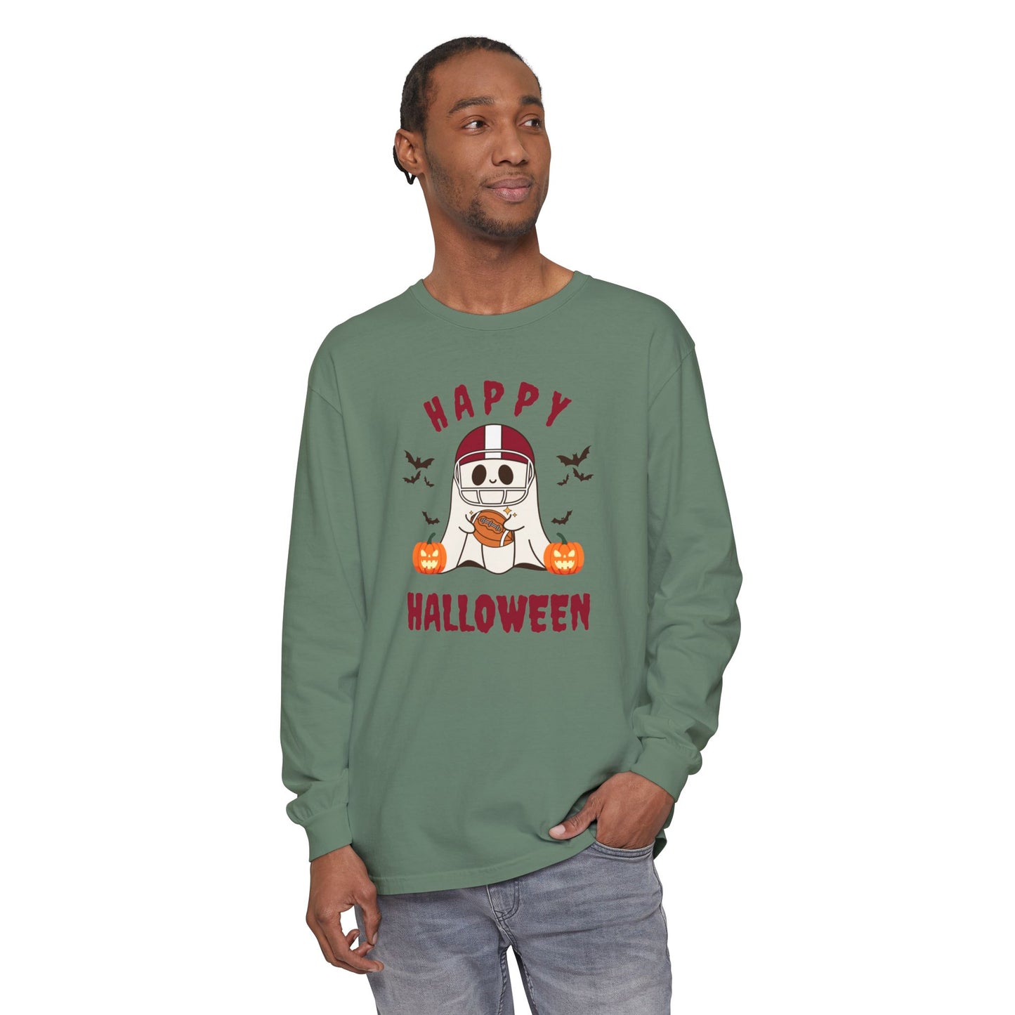 Halloween Unisex Long Sleeve T-Shirt, Cute Ghost Tee, Seasonal Apparel, Casual Halloween Outfit, Trick or Treat Shirt, October Fashion