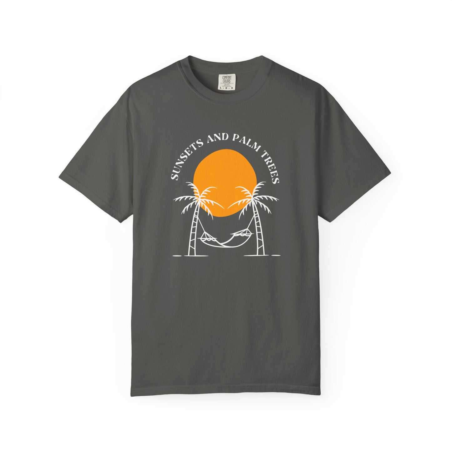 Sunset and Palm Trees T-shirt, Unisex Relaxed Tee, Summer Vibes Shirt, Vacation Attire, Beach Lover Gift, Casual Wear