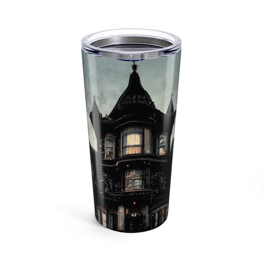 Mysterious Mansion Tumbler | 20oz Travel Mug | Gothic Art, Halloween Drinkware, Spooky Gift, Home Decor