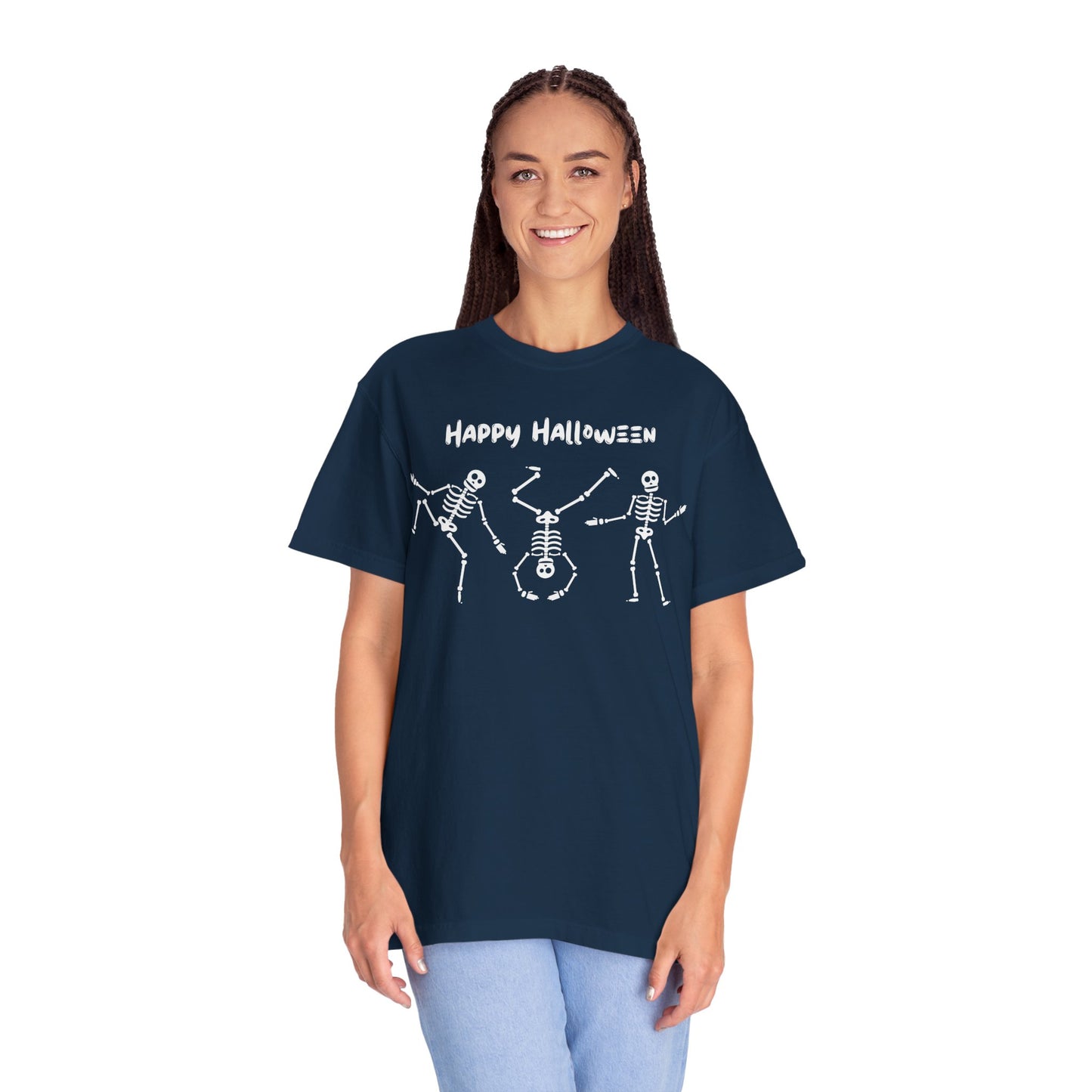 Happy Halloween Skeleton T-shirt, Unisex Halloween Tee, Spooky Season Shirt, Fall Festivity T-shirt, Fun Halloween Apparel