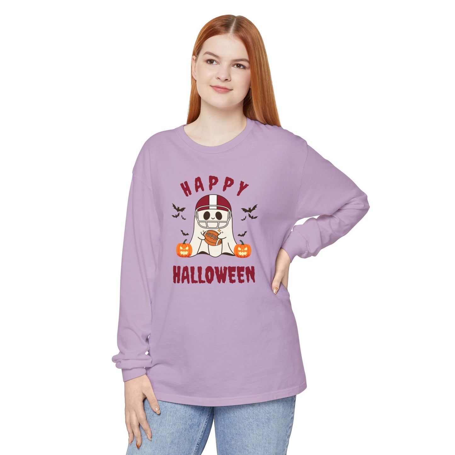 Halloween Unisex Long Sleeve T-Shirt, Cute Ghost Tee, Seasonal Apparel, Casual Halloween Outfit, Trick or Treat Shirt, October Fashion
