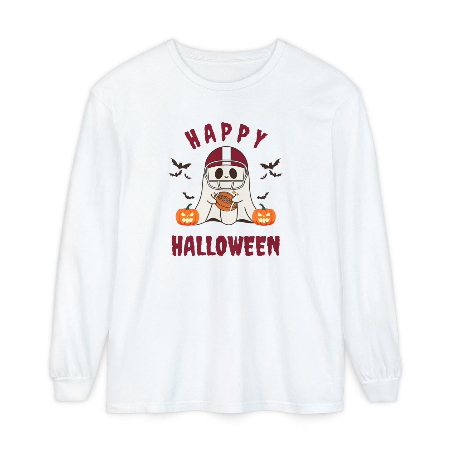 Halloween Unisex Long Sleeve T-Shirt, Cute Ghost Tee, Seasonal Apparel, Casual Halloween Outfit, Trick or Treat Shirt, October Fashion